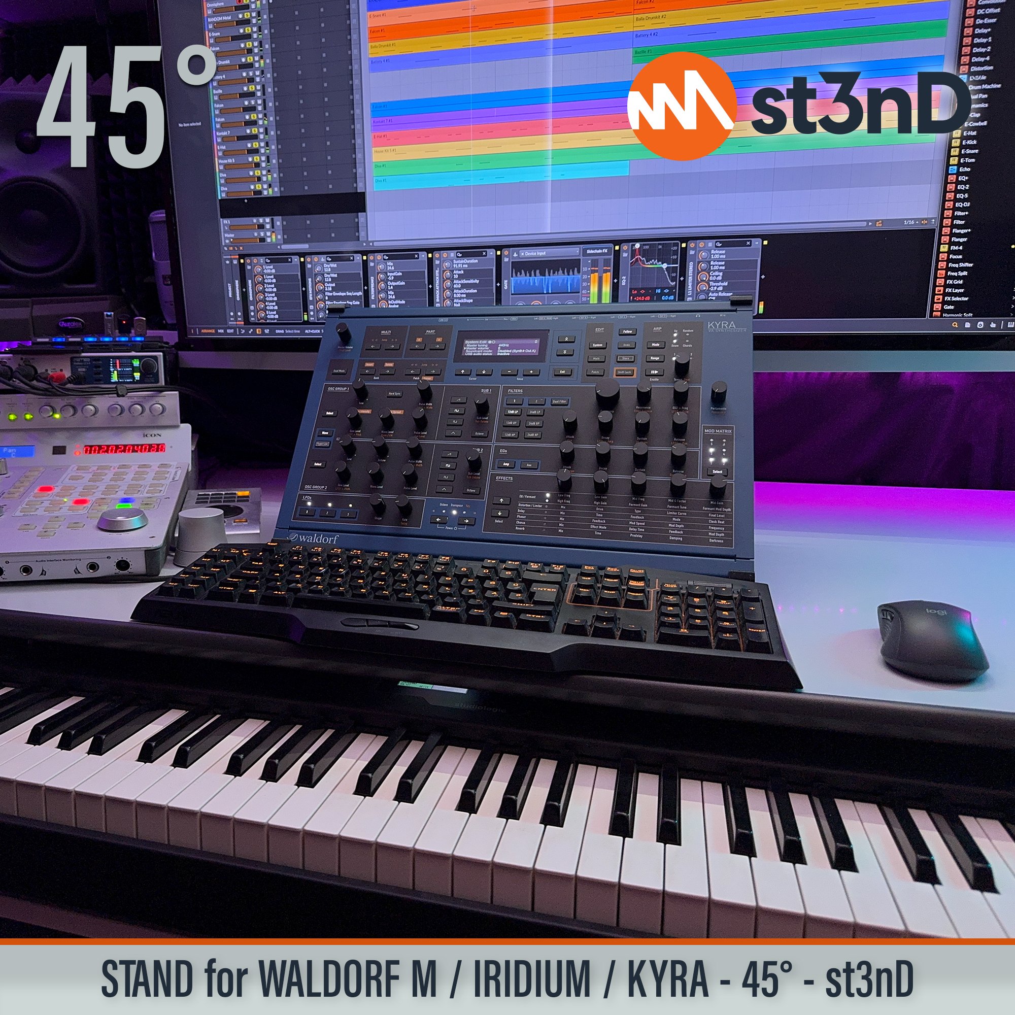 desktop synth Iridium kyra sound design st3nD stable stand strong studio accessory synth accessory waldorf