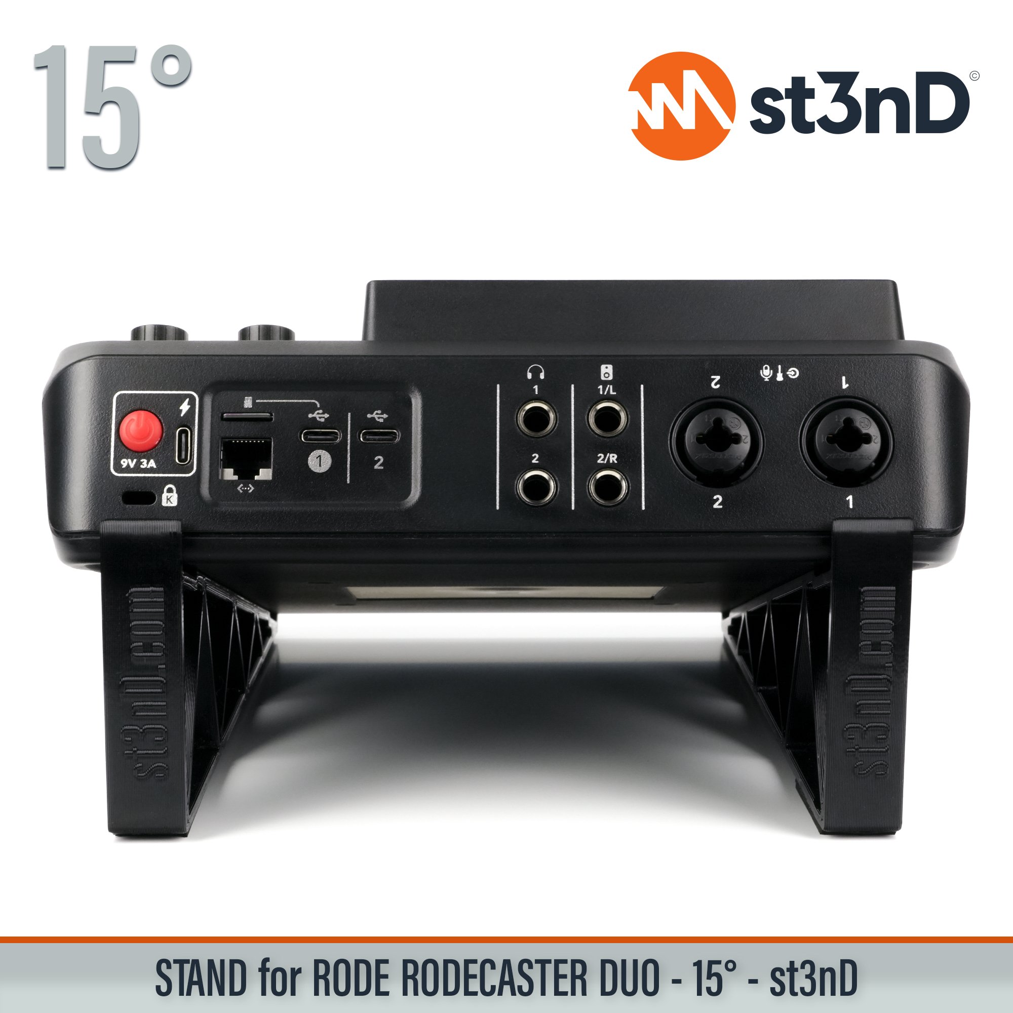 podcast mixer portable RODE rodecaster mixer st3nD stable stand strong sturdy synth accessory tilted RODE Rodecaster Duo audio interface RODECASTER DUO RODE MIXER PODCAST INTERFACE