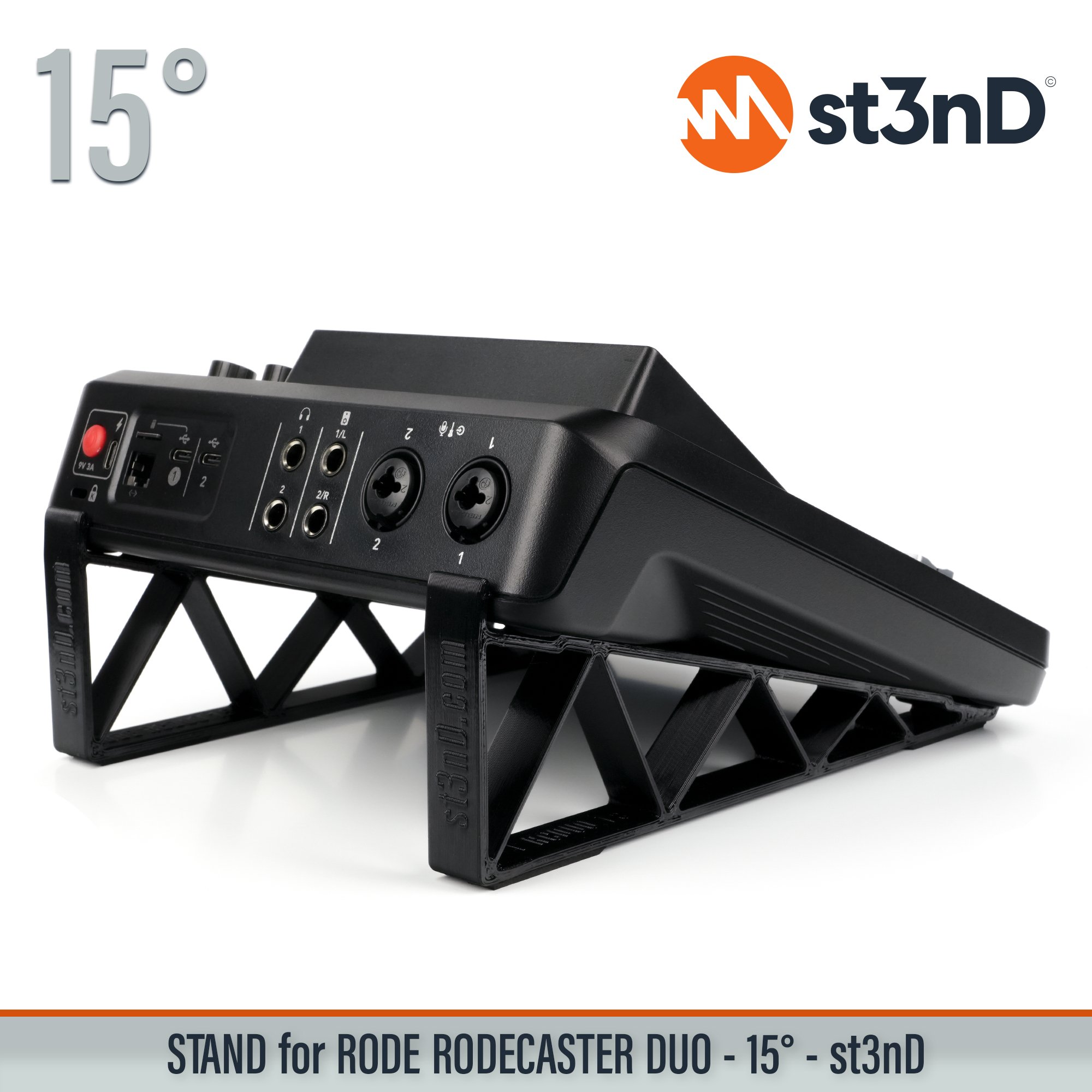 podcast mixer portable RODE rodecaster mixer st3nD stable stand strong sturdy synth accessory tilted RODE Rodecaster Duo audio interface RODECASTER DUO RODE MIXER PODCAST INTERFACE