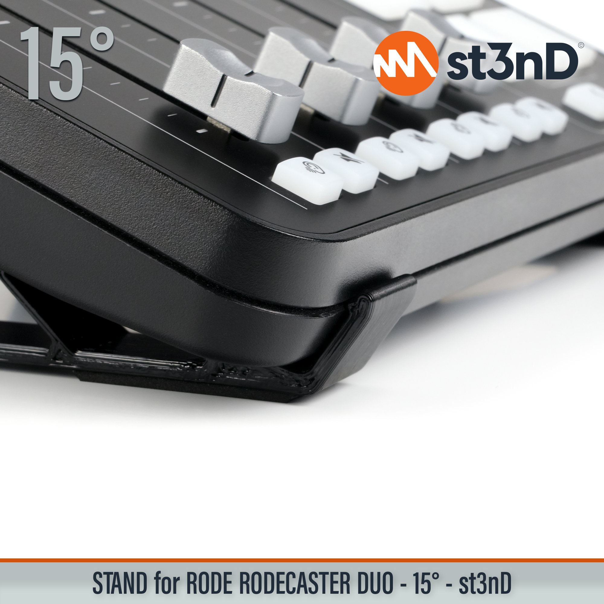 podcast mixer portable RODE rodecaster mixer st3nD stable stand strong sturdy synth accessory tilted RODE Rodecaster Duo audio interface RODECASTER DUO RODE MIXER PODCAST INTERFACE