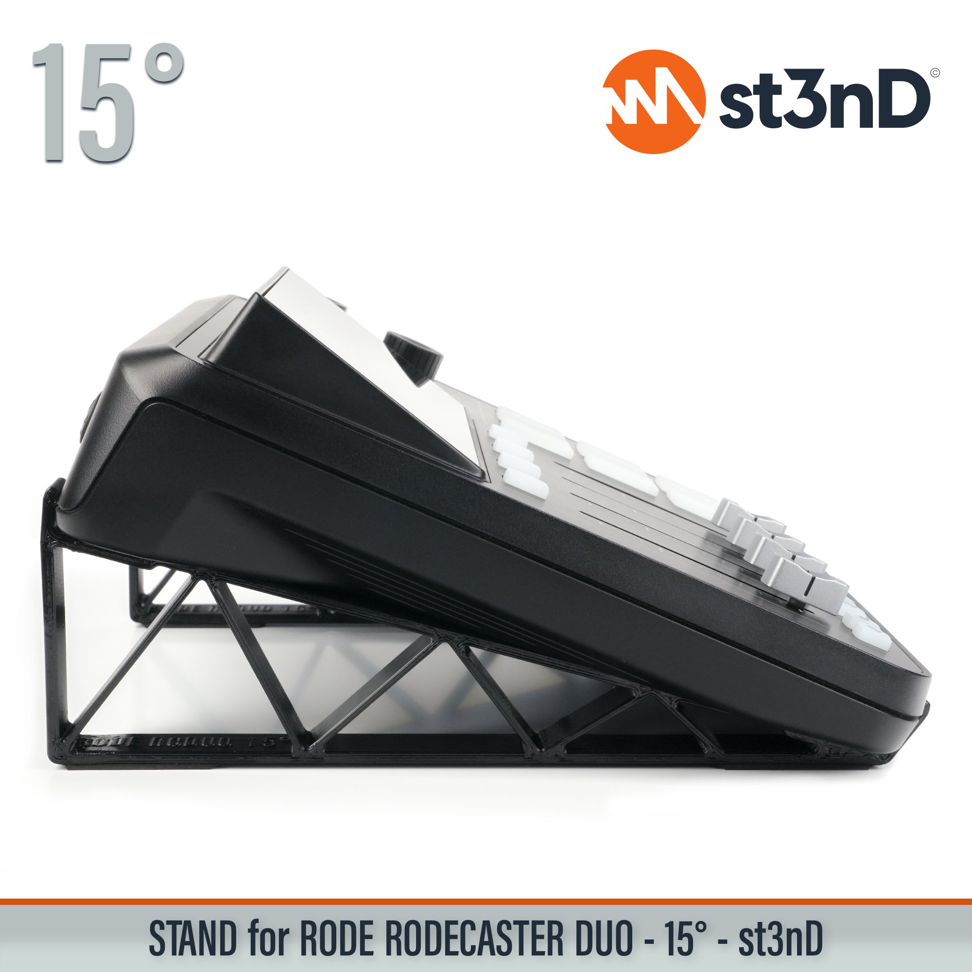 podcast mixer portable RODE rodecaster mixer st3nD stable stand strong sturdy synth accessory tilted RODE Rodecaster Duo audio interface RODECASTER DUO RODE MIXER PODCAST INTERFACE