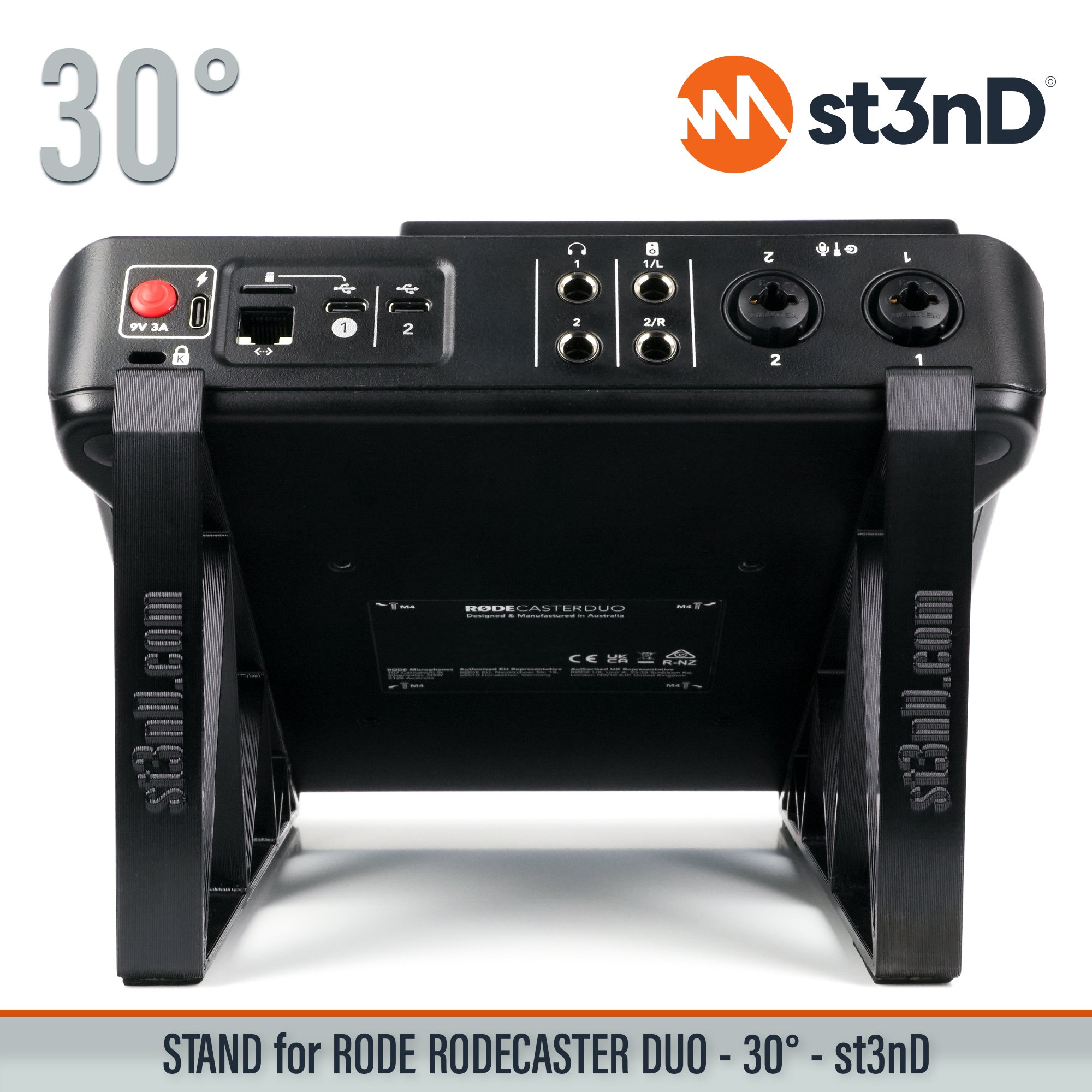 audio interface PODCAST INTERFACE podcast mixer portable RODE RODE MIXER RODE Rodecaster Duo Rodecaster Duo rodecaster mixer st3nD stable stand strong sturdy synth accessory tilted