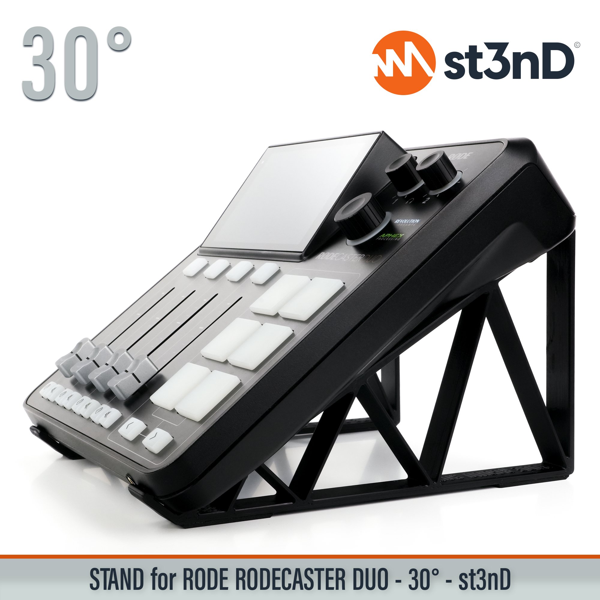 audio interface PODCAST INTERFACE podcast mixer portable RODE RODE MIXER RODE Rodecaster Duo Rodecaster Duo rodecaster mixer st3nD stable stand strong sturdy synth accessory tilted