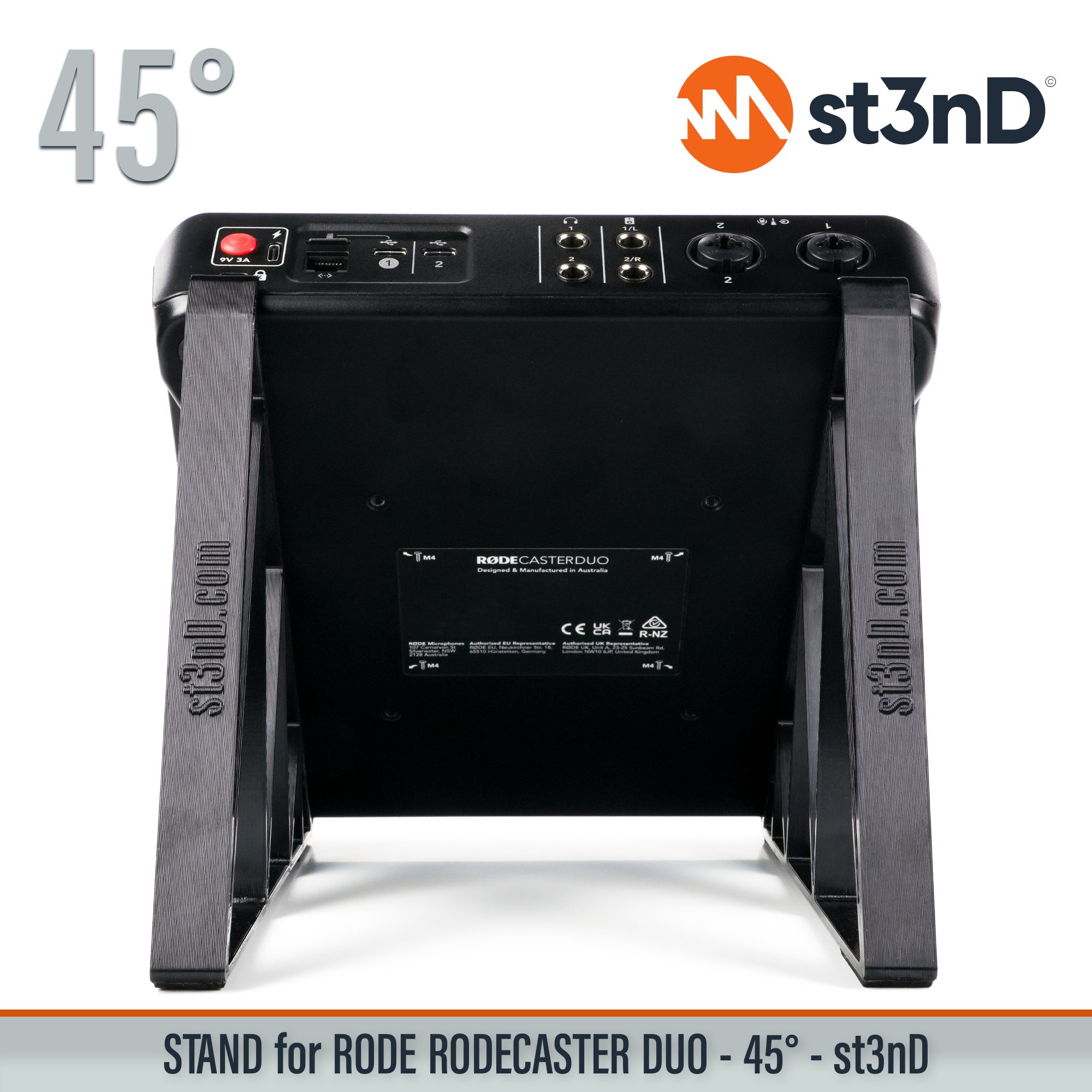audio interface PODCAST INTERFACE podcast mixer portable RODE RODE MIXER RODE Rodecaster Duo Rodecaster Duo rodecaster mixer st3nD stable stand strong sturdy synth accessory tilted