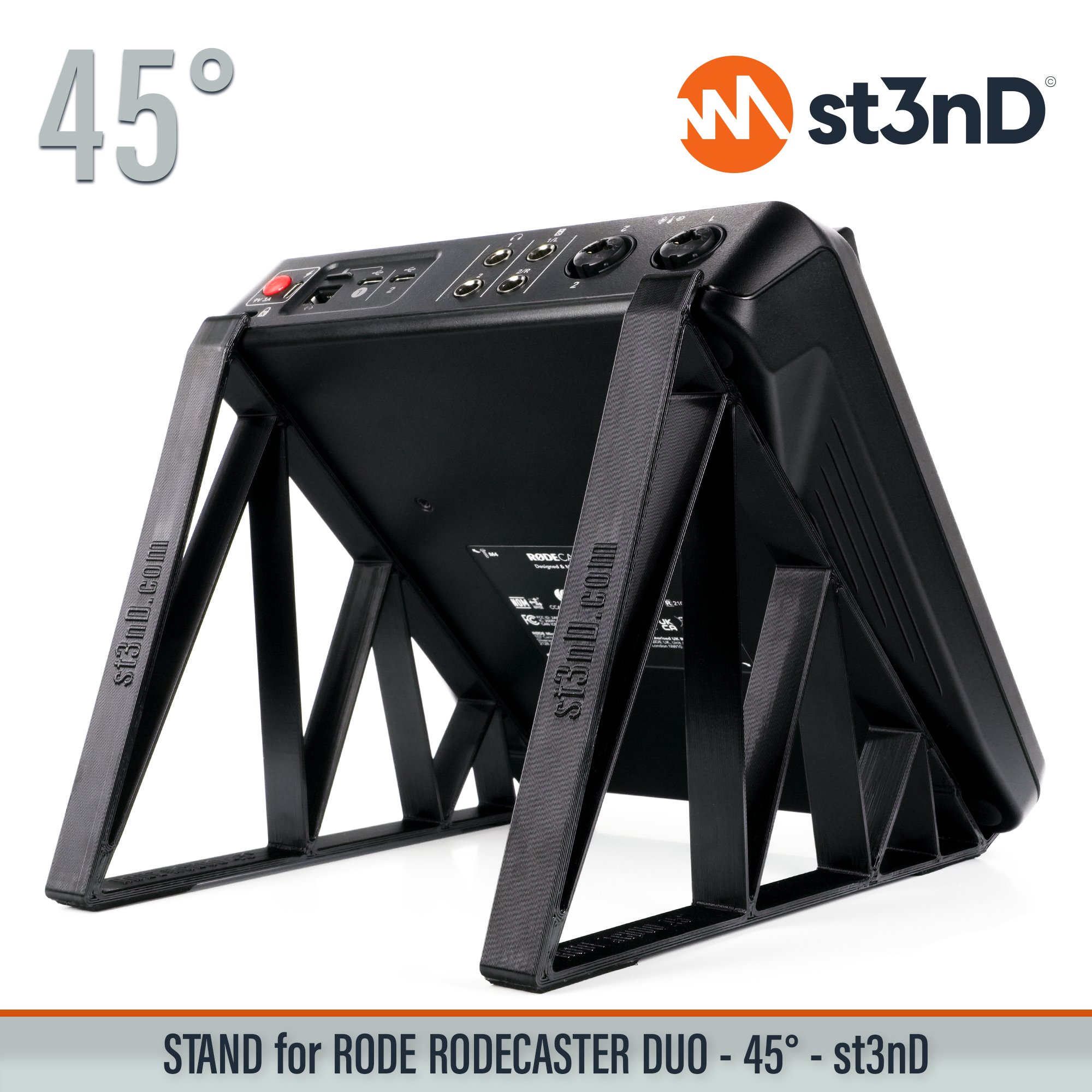audio interface PODCAST INTERFACE podcast mixer portable RODE RODE MIXER RODE Rodecaster Duo Rodecaster Duo rodecaster mixer st3nD stable stand strong sturdy synth accessory tilted