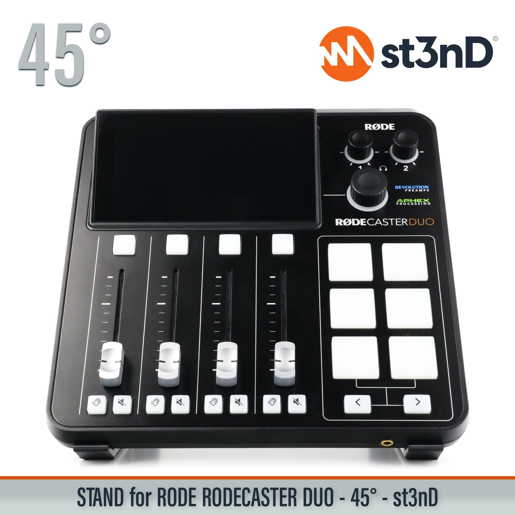 audio interface PODCAST INTERFACE podcast mixer portable RODE RODE MIXER RODE Rodecaster Duo Rodecaster Duo rodecaster mixer st3nD stable stand strong sturdy synth accessory tilted