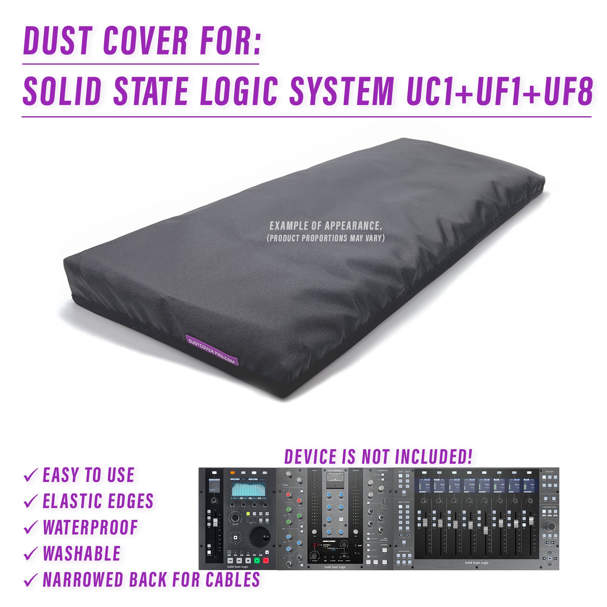 dust cover, dustcover, dustcoverpro, system Solid State Logic, Solid State UC1, UF1, UF8, SSL, synth, synth protection, water resistant, waterproof