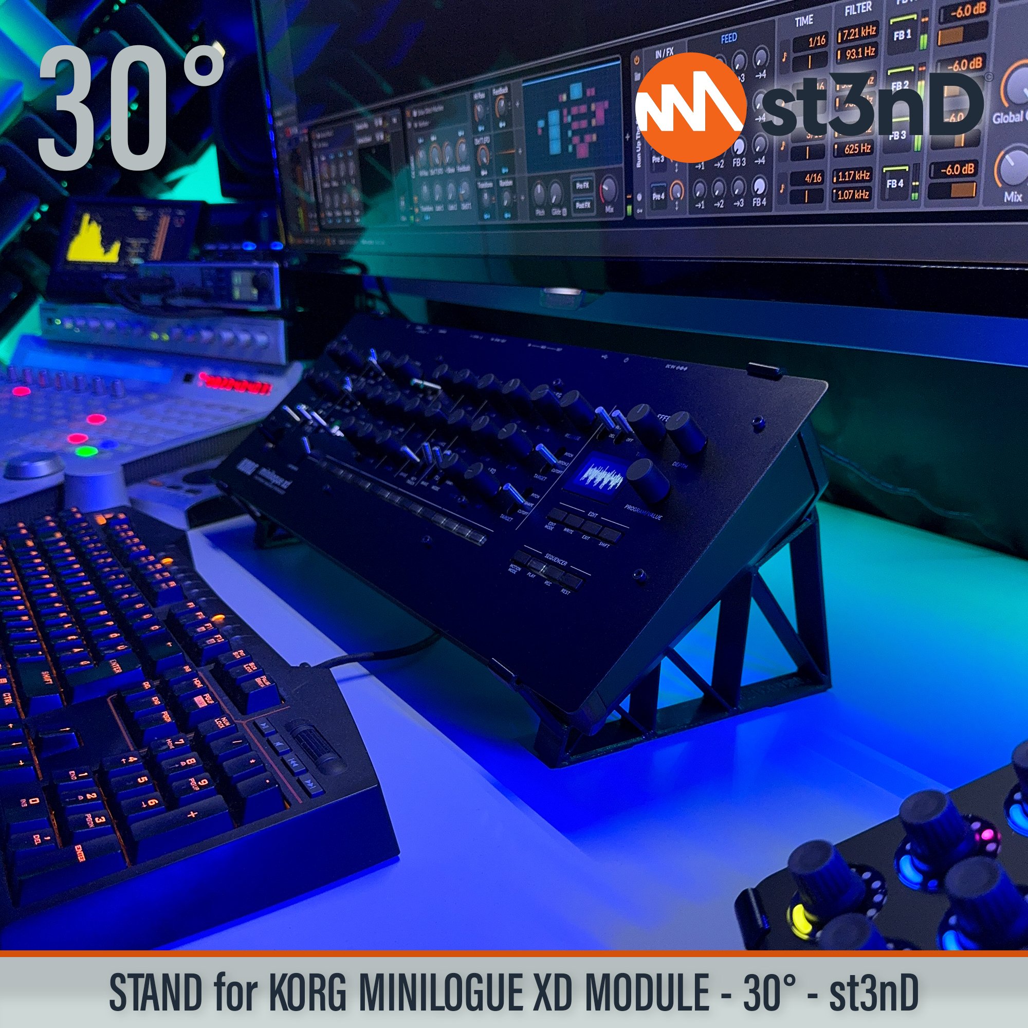 desktop stand desktop synth korg Korg MINILOGUE XD Korg Minilogue XD Module korg synth korg synth accessory MINILOGUE XD MODULE music production sequencer st3nD stand strong studio gear sturdy