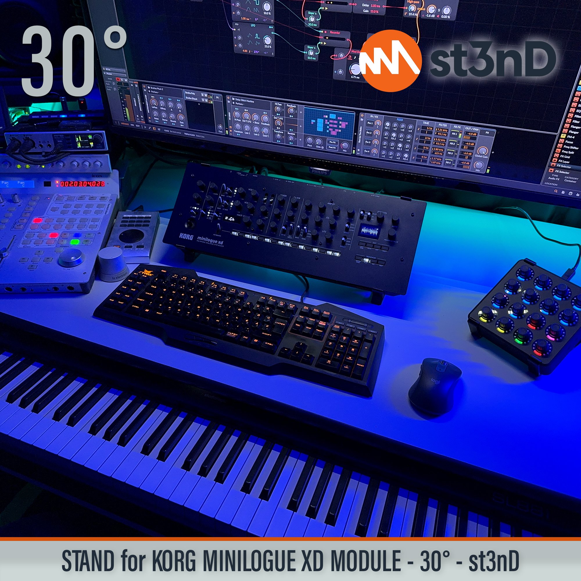 desktop stand desktop synth korg Korg MINILOGUE XD Korg Minilogue XD Module korg synth korg synth accessory MINILOGUE XD MODULE music production sequencer st3nD stand strong studio gear sturdy