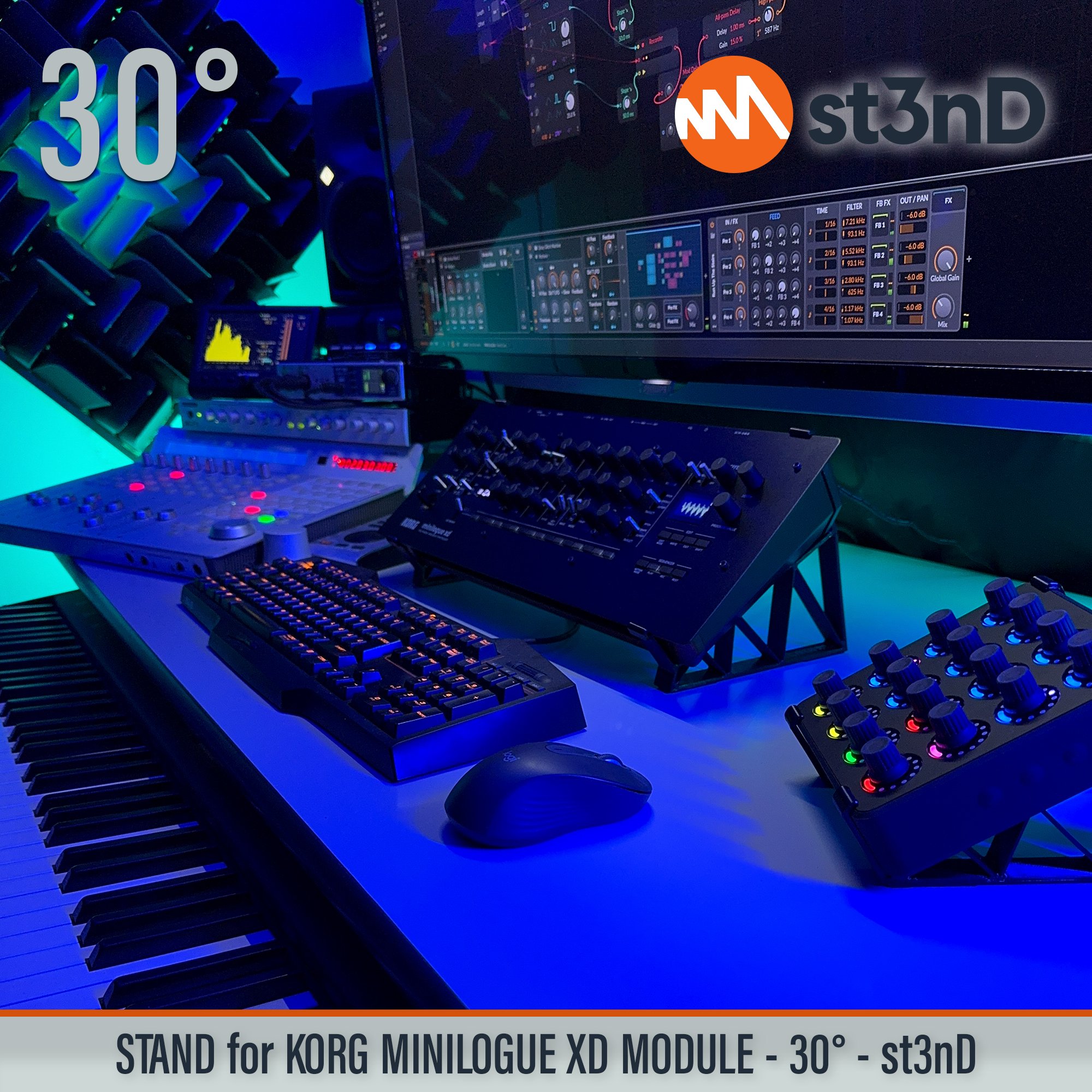 desktop stand desktop synth korg Korg MINILOGUE XD Korg Minilogue XD Module korg synth korg synth accessory MINILOGUE XD MODULE music production sequencer st3nD stand strong studio gear sturdy