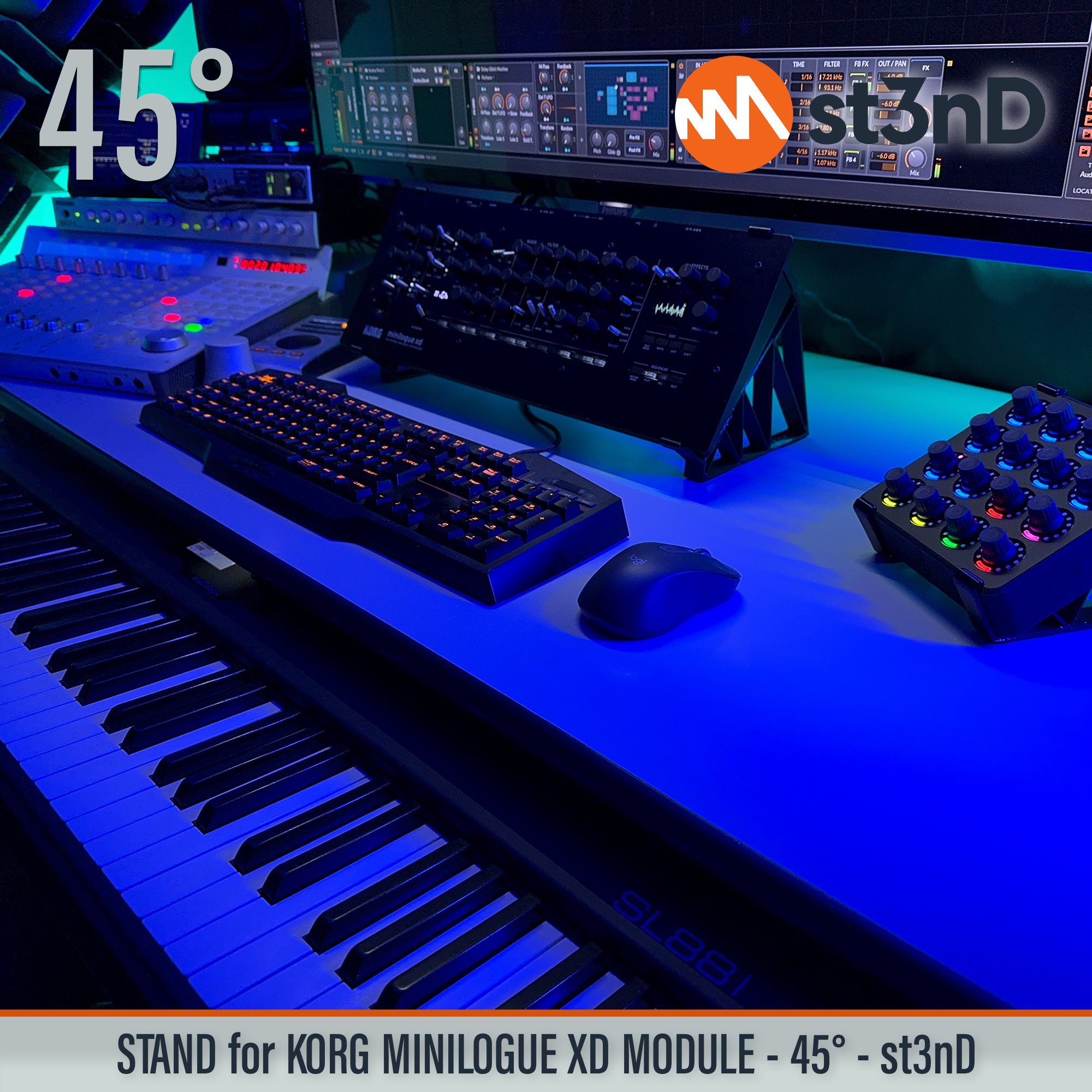 desktop stand desktop synth korg Korg MINILOGUE XD Korg Minilogue XD Module korg synth korg synth accessory MINILOGUE XD MODULE music production sequencer st3nD stand strong studio gear sturdy