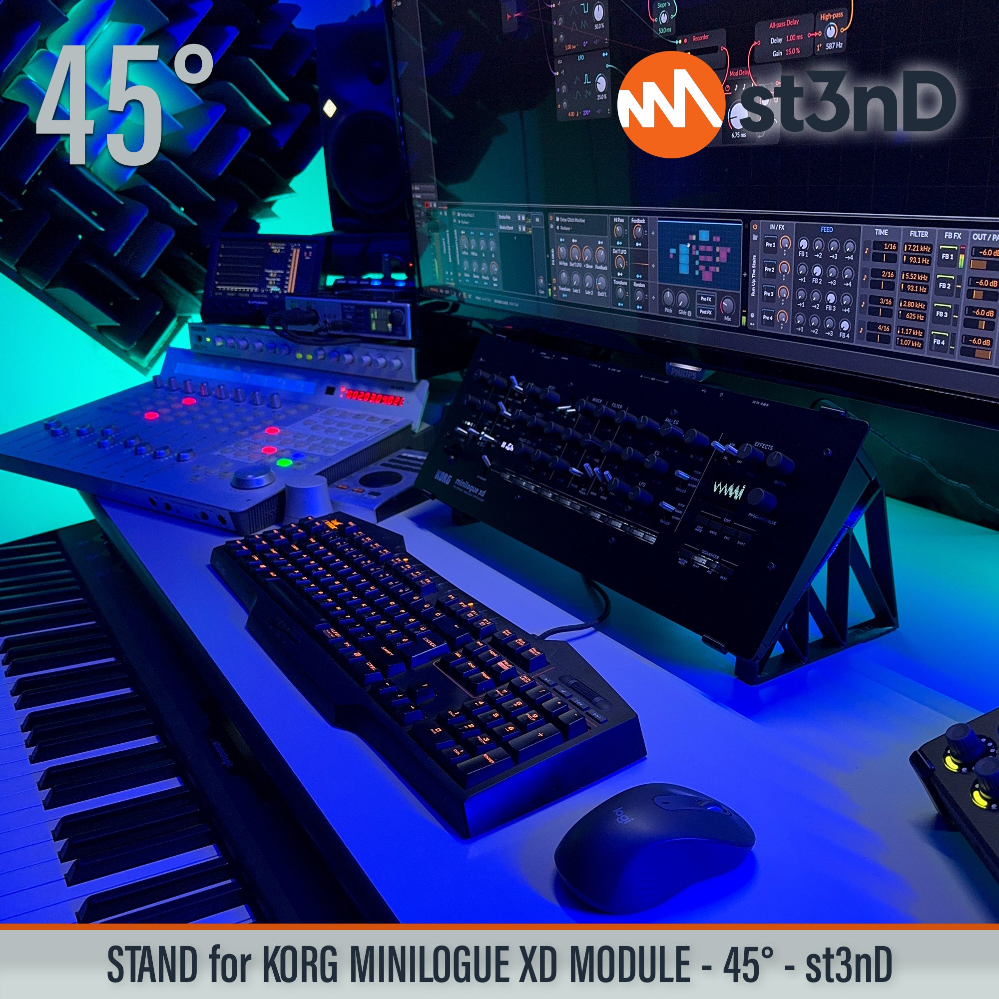 desktop stand desktop synth korg Korg MINILOGUE XD Korg Minilogue XD Module korg synth korg synth accessory MINILOGUE XD MODULE music production sequencer st3nD stand strong studio gear sturdy