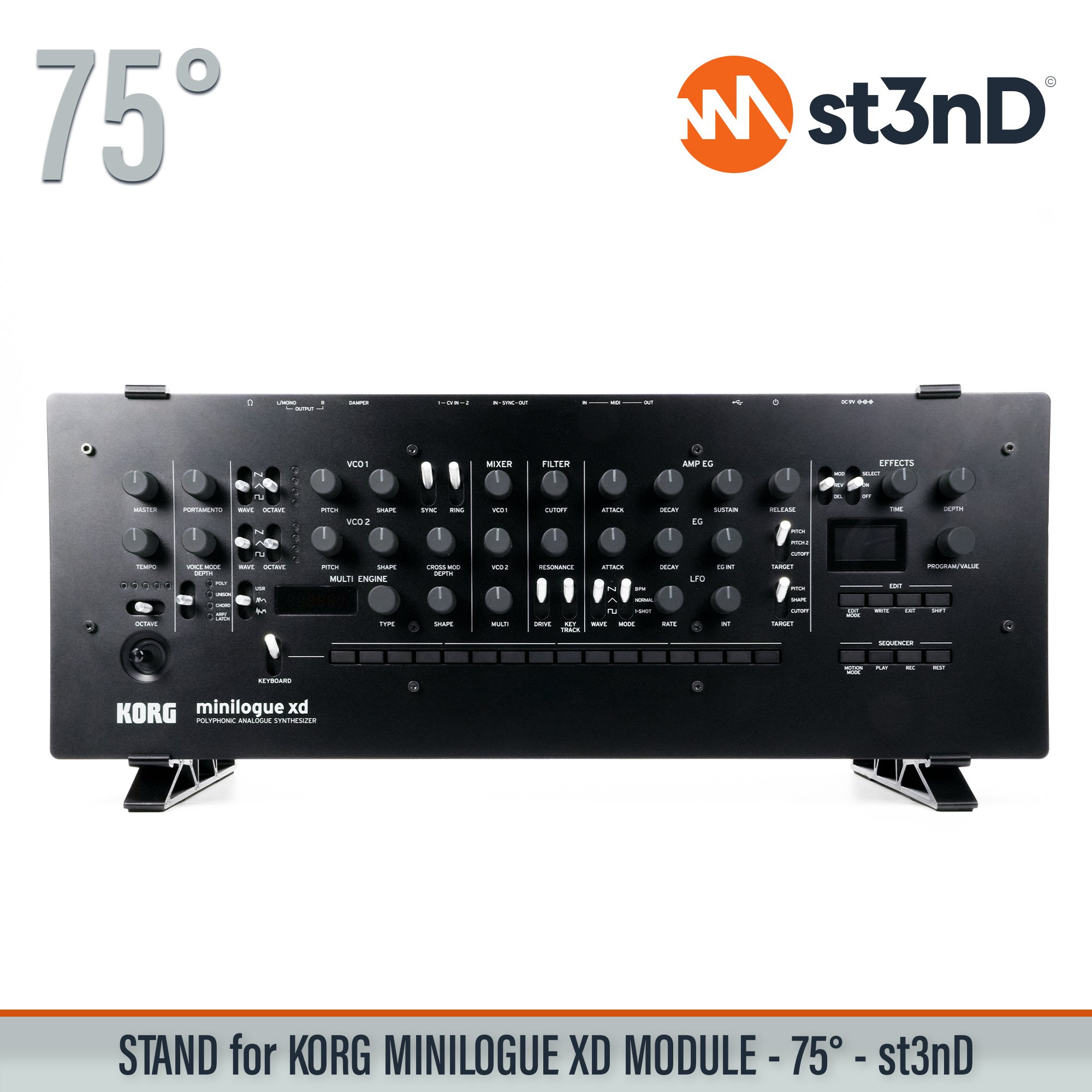 desktop stand desktop synth korg Korg MINILOGUE XD Korg Minilogue XD Module korg synth korg synth accessory MINILOGUE XD MODULE music production sequencer st3nD stand strong studio gear sturdy