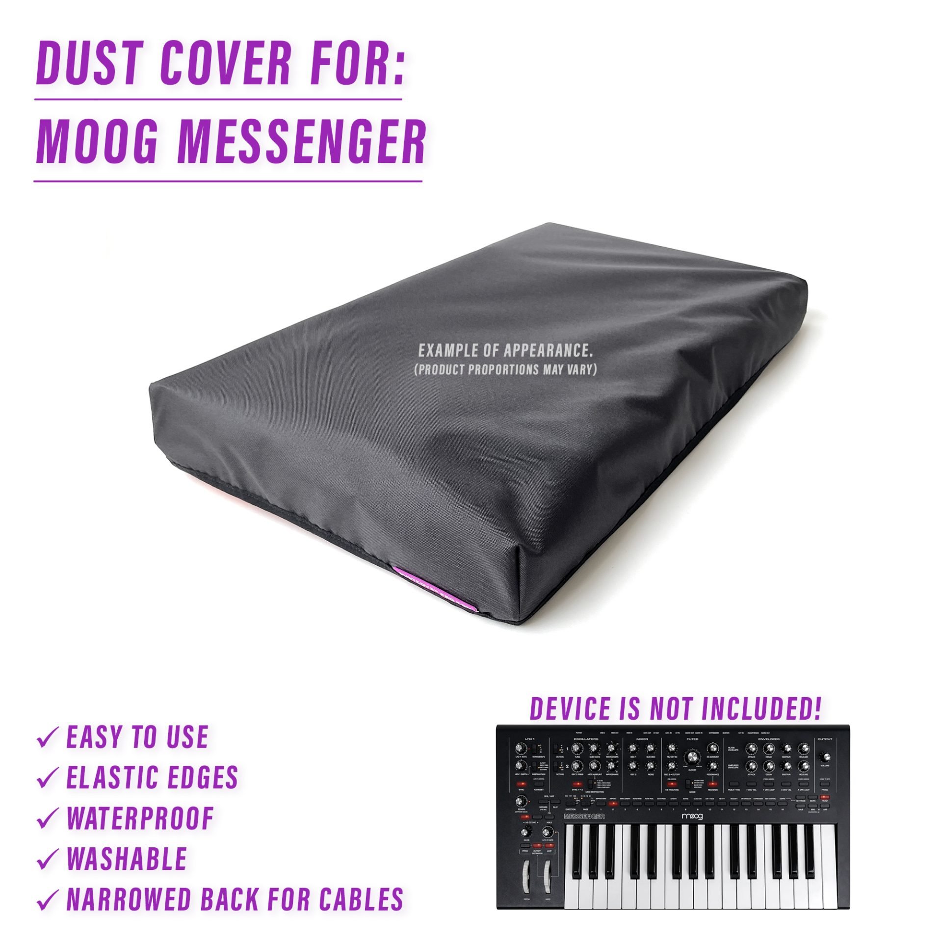 dust cover dustcover dustcoverpro elastic MOOG Moog Synth synth synth protection water resistant waterproof messenger moog messenger