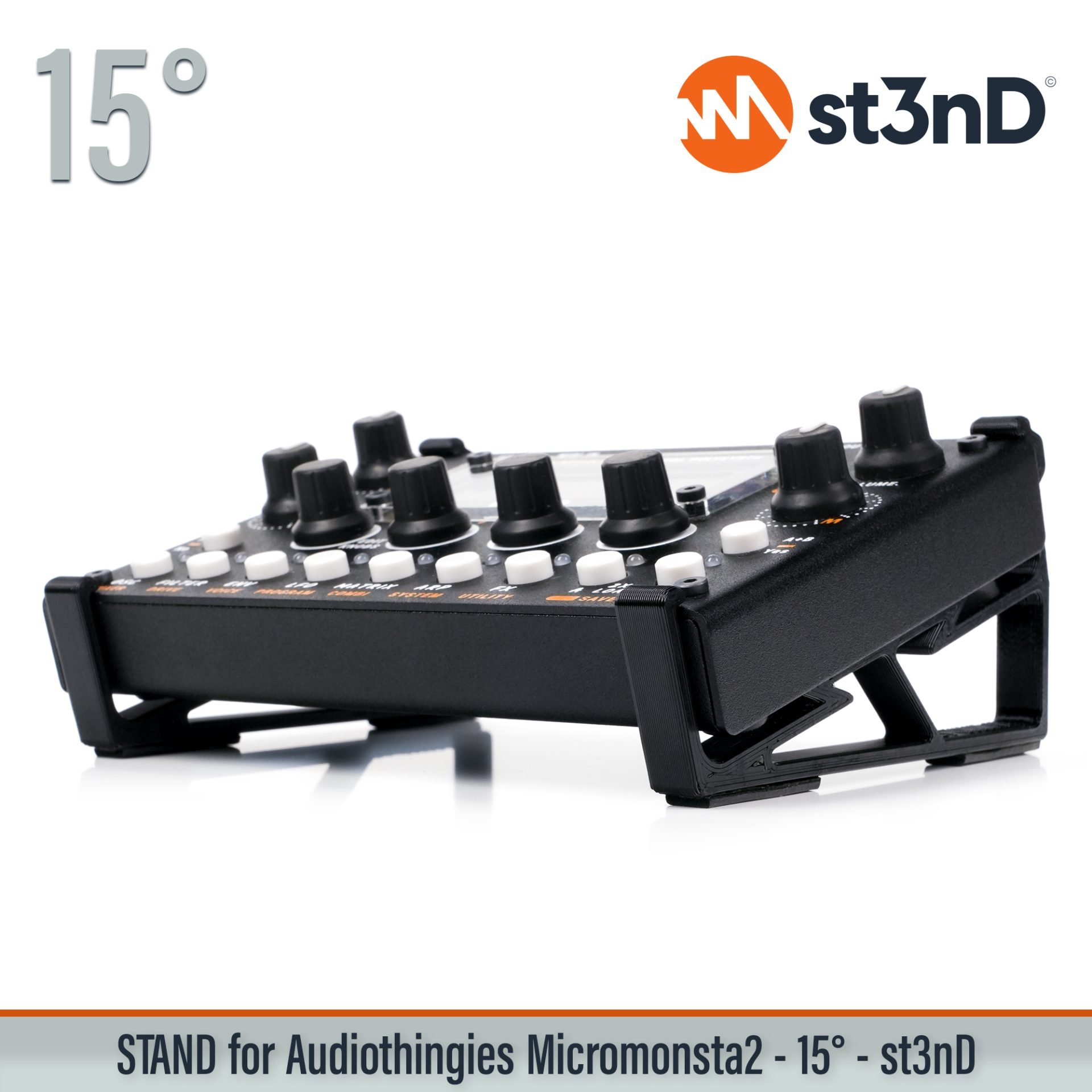 desktop stand, music production, st3nD, stand, strong, studio gear, sturdy, Audiothingies MicroMonsta 2, Audiothingies, MicroMonsta 2, Dual polyphonic synthesizer