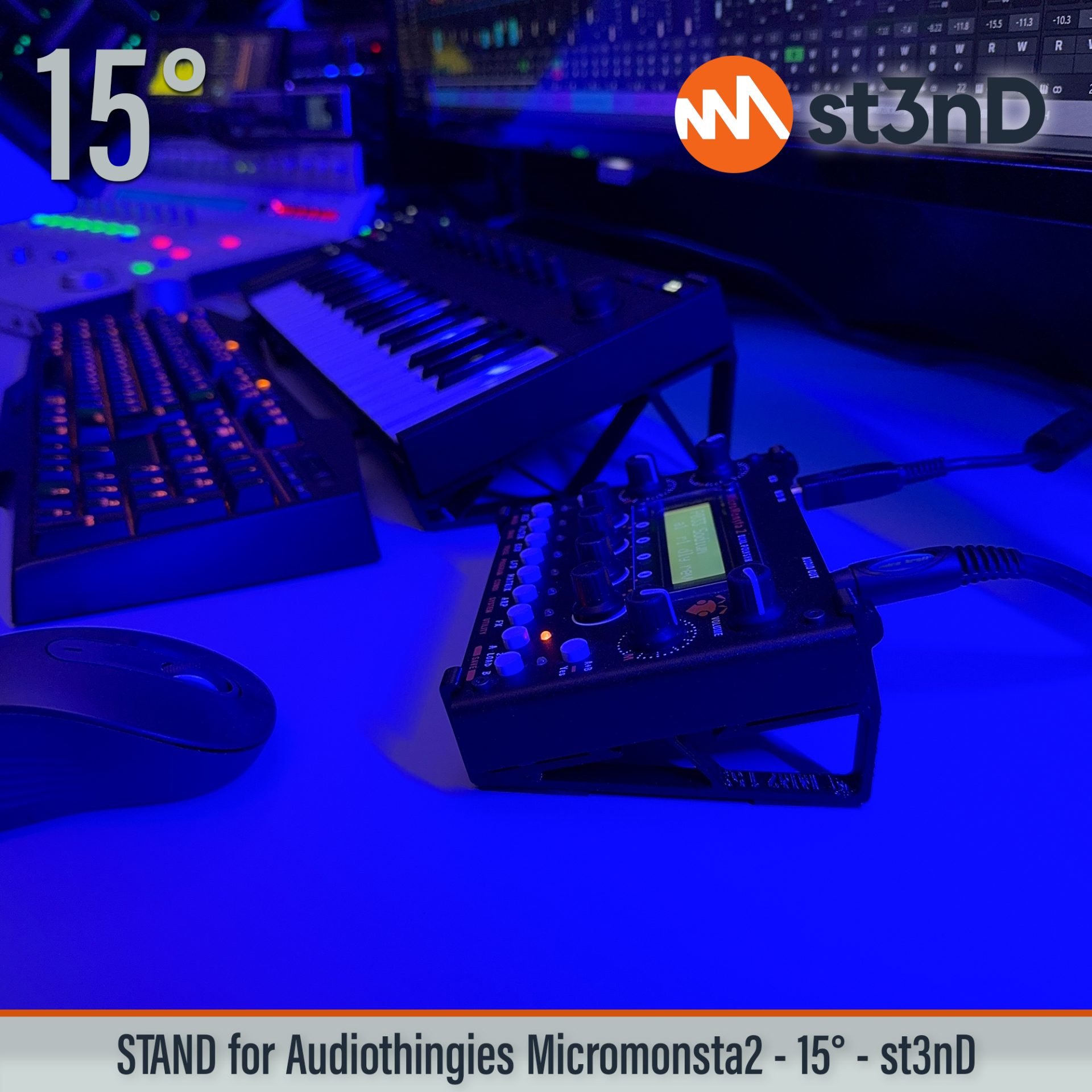 desktop stand, music production, st3nD, stand, strong, studio gear, sturdy, Audiothingies MicroMonsta 2, Audiothingies, MicroMonsta 2, Dual polyphonic synthesizer