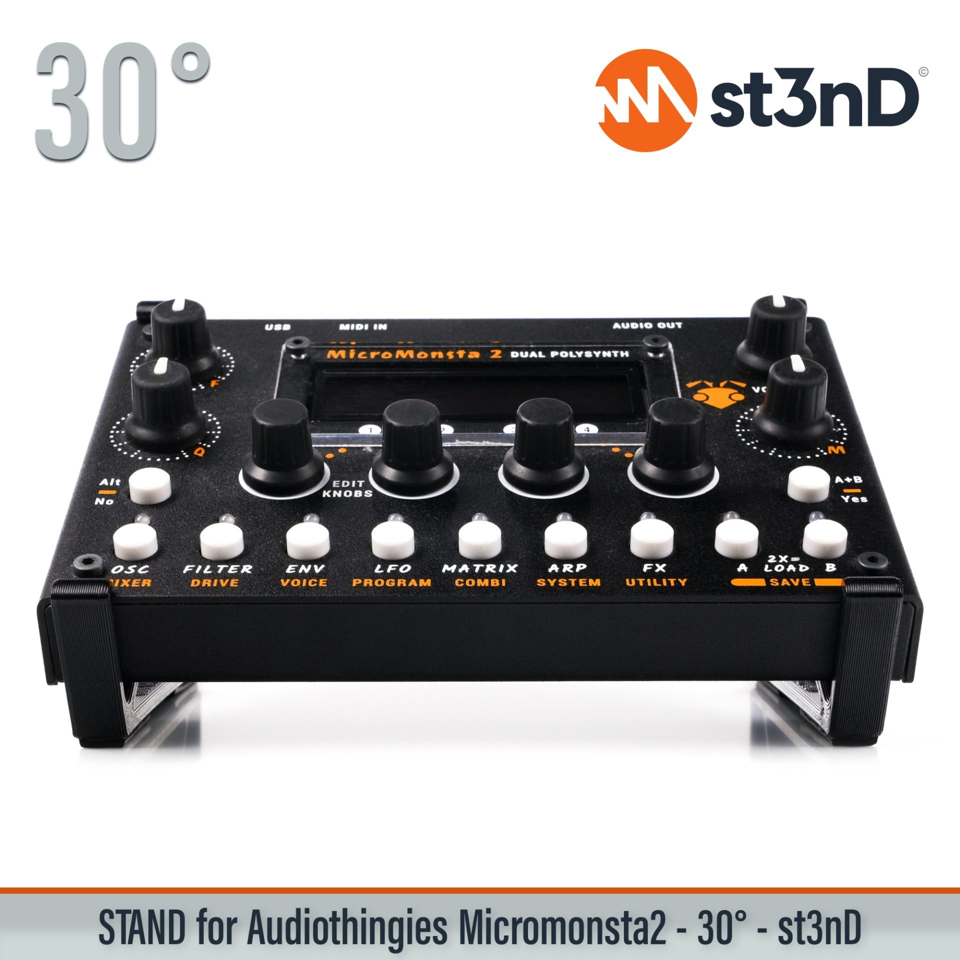 desktop stand, music production, st3nD, stand, strong, studio gear, sturdy, Audiothingies MicroMonsta 2, Audiothingies, MicroMonsta 2, Dual polyphonic synthesizer