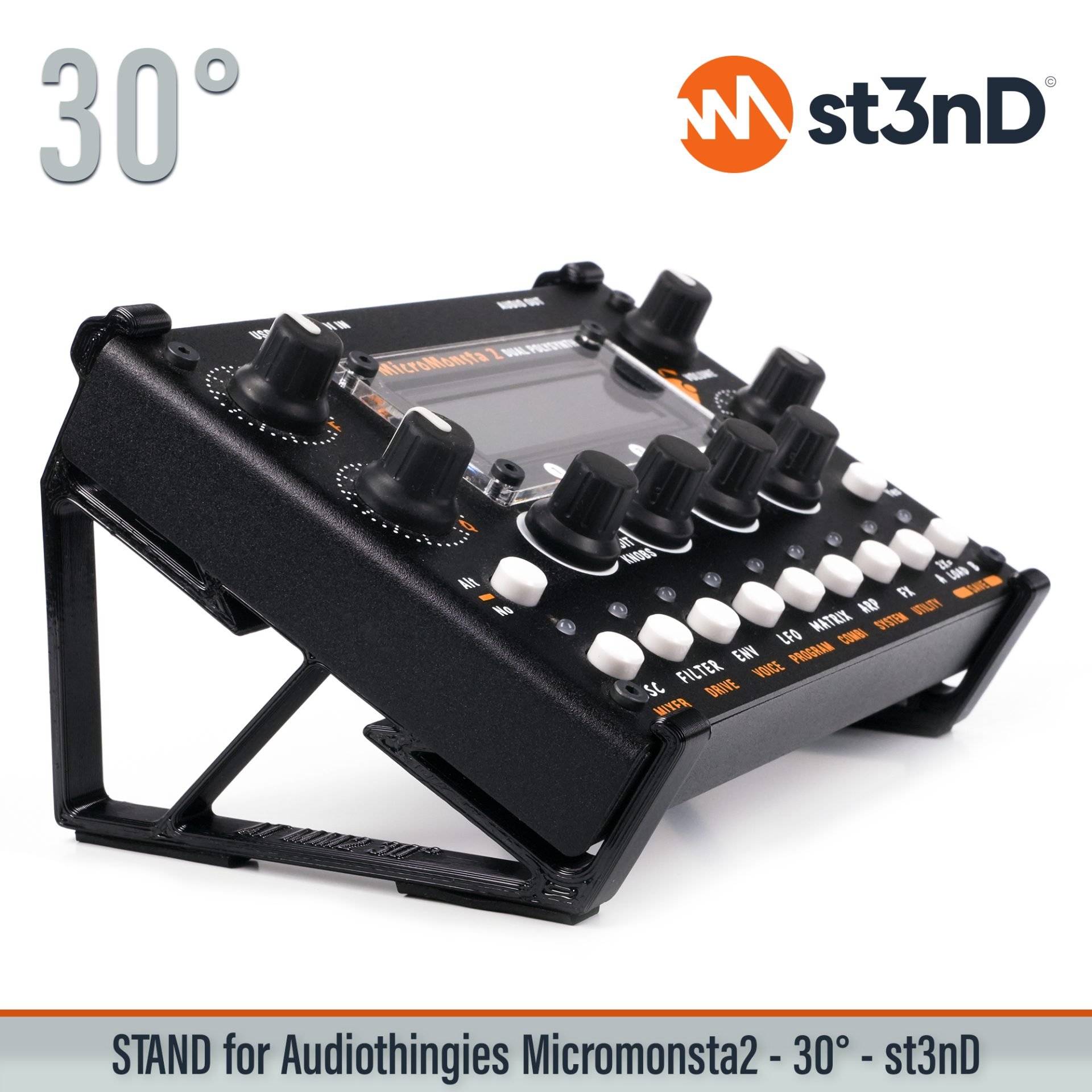 desktop stand, music production, st3nD, stand, strong, studio gear, sturdy, Audiothingies MicroMonsta 2, Audiothingies, MicroMonsta 2, Dual polyphonic synthesizer