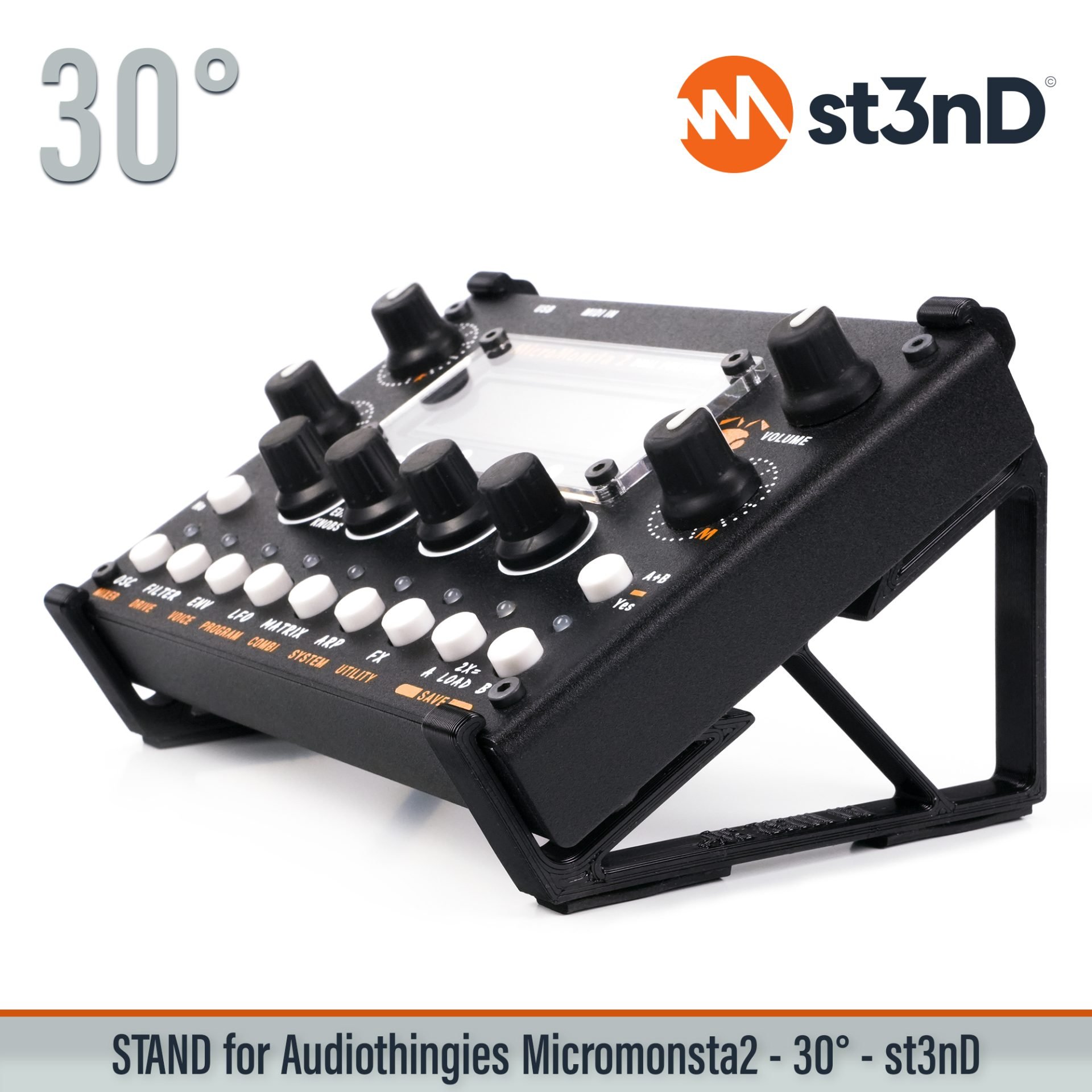desktop stand, music production, st3nD, stand, strong, studio gear, sturdy, Audiothingies MicroMonsta 2, Audiothingies, MicroMonsta 2, Dual polyphonic synthesizer