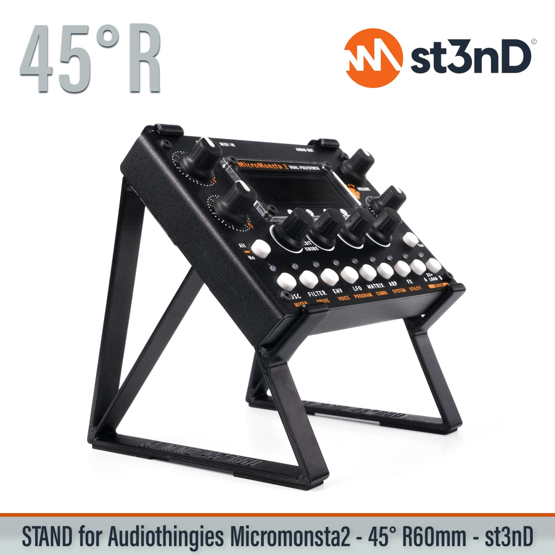 desktop stand, music production, st3nD, stand, strong, studio gear, sturdy, Audiothingies MicroMonsta 2, Audiothingies, MicroMonsta 2, Dual polyphonic synthesizer