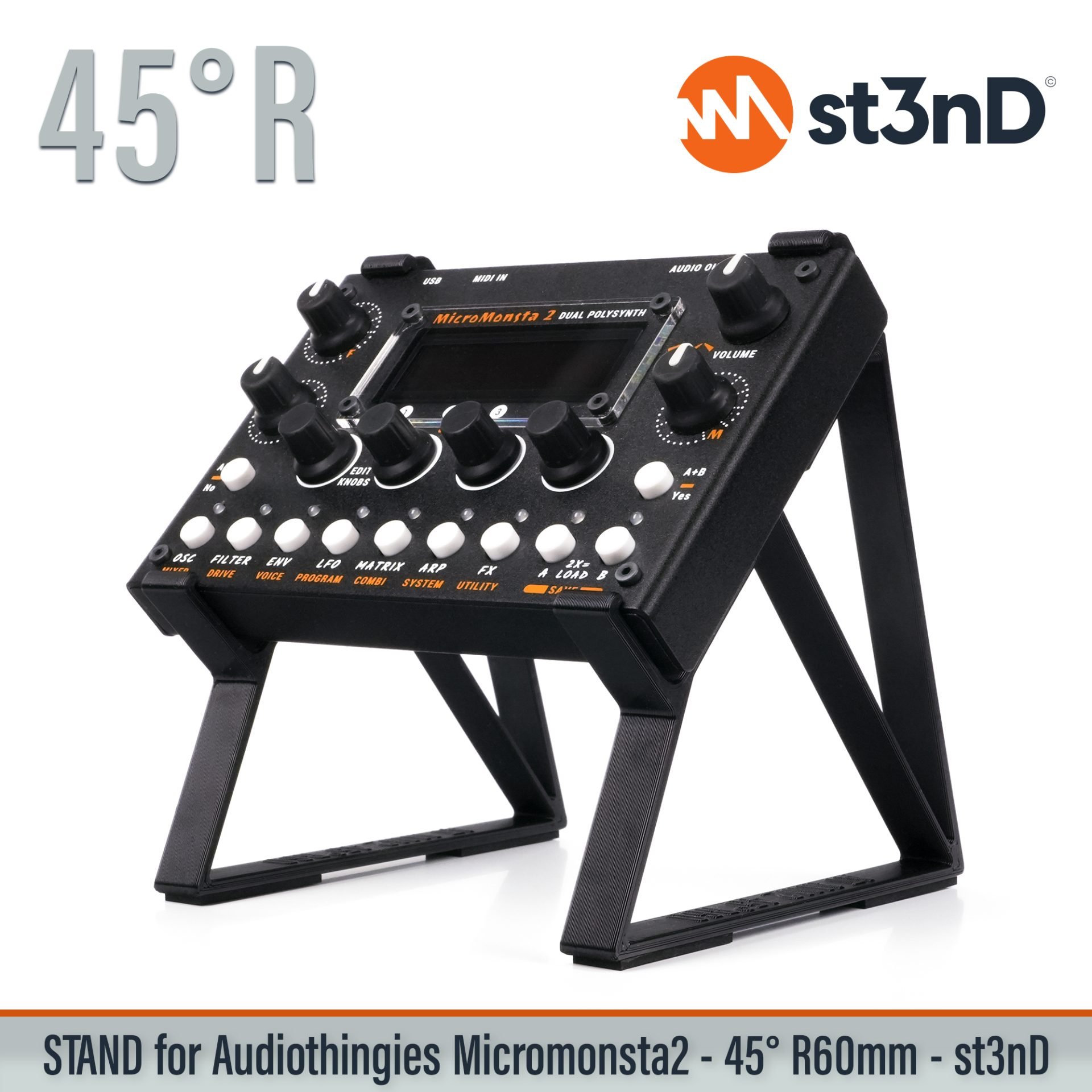 desktop stand, music production, st3nD, stand, strong, studio gear, sturdy, Audiothingies MicroMonsta 2, Audiothingies, MicroMonsta 2, Dual polyphonic synthesizer