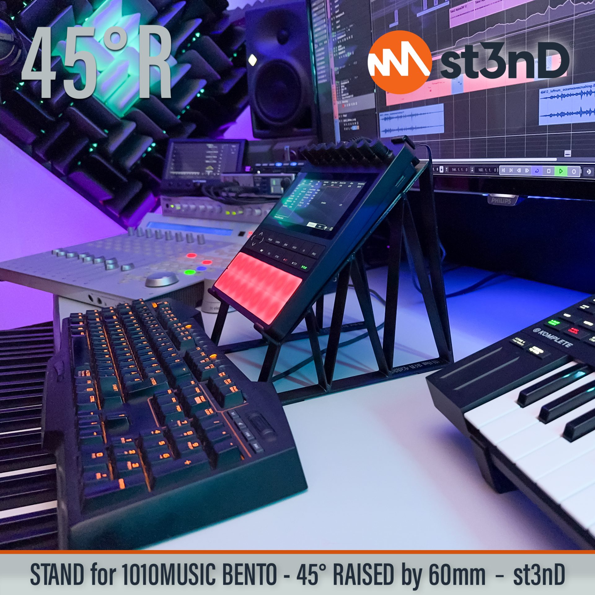 desktop stand music production st3nD stand strong studio gear sturdy 1010music Bento sampling production lab 1010music Bento sampler workstation music producer