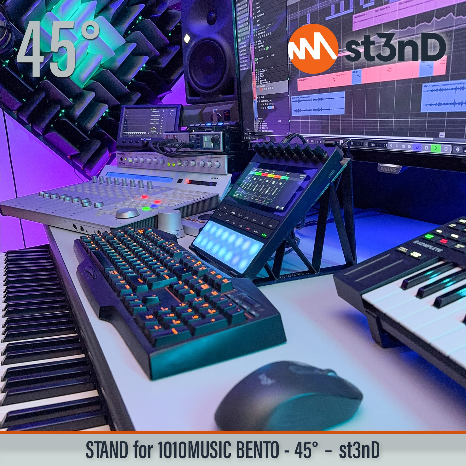 desktop stand music production st3nD stand strong studio gear sturdy 1010music Bento sampling production lab 1010music Bento sampler workstation music producer
