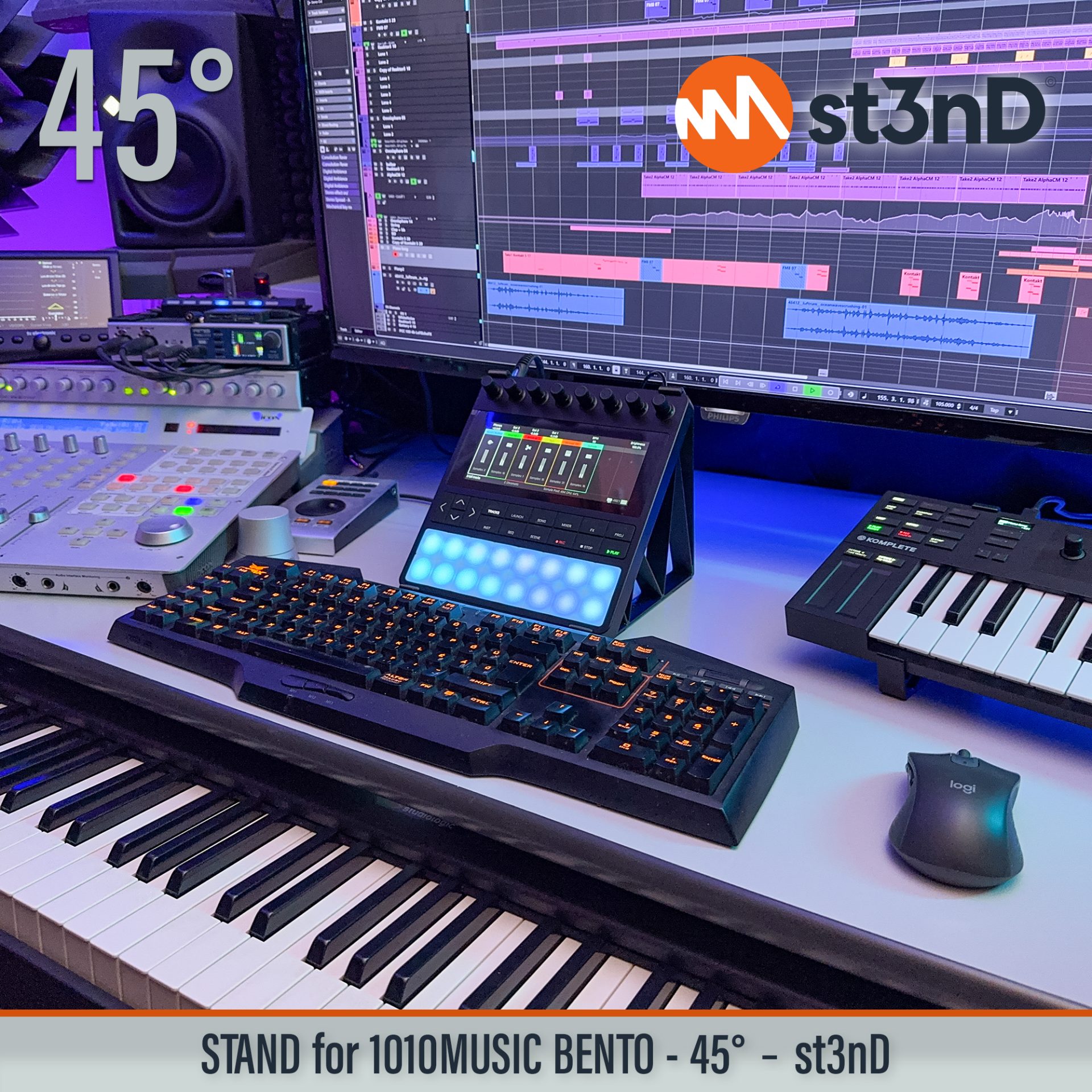 desktop stand music production st3nD stand strong studio gear sturdy 1010music Bento sampling production lab 1010music Bento sampler workstation music producer