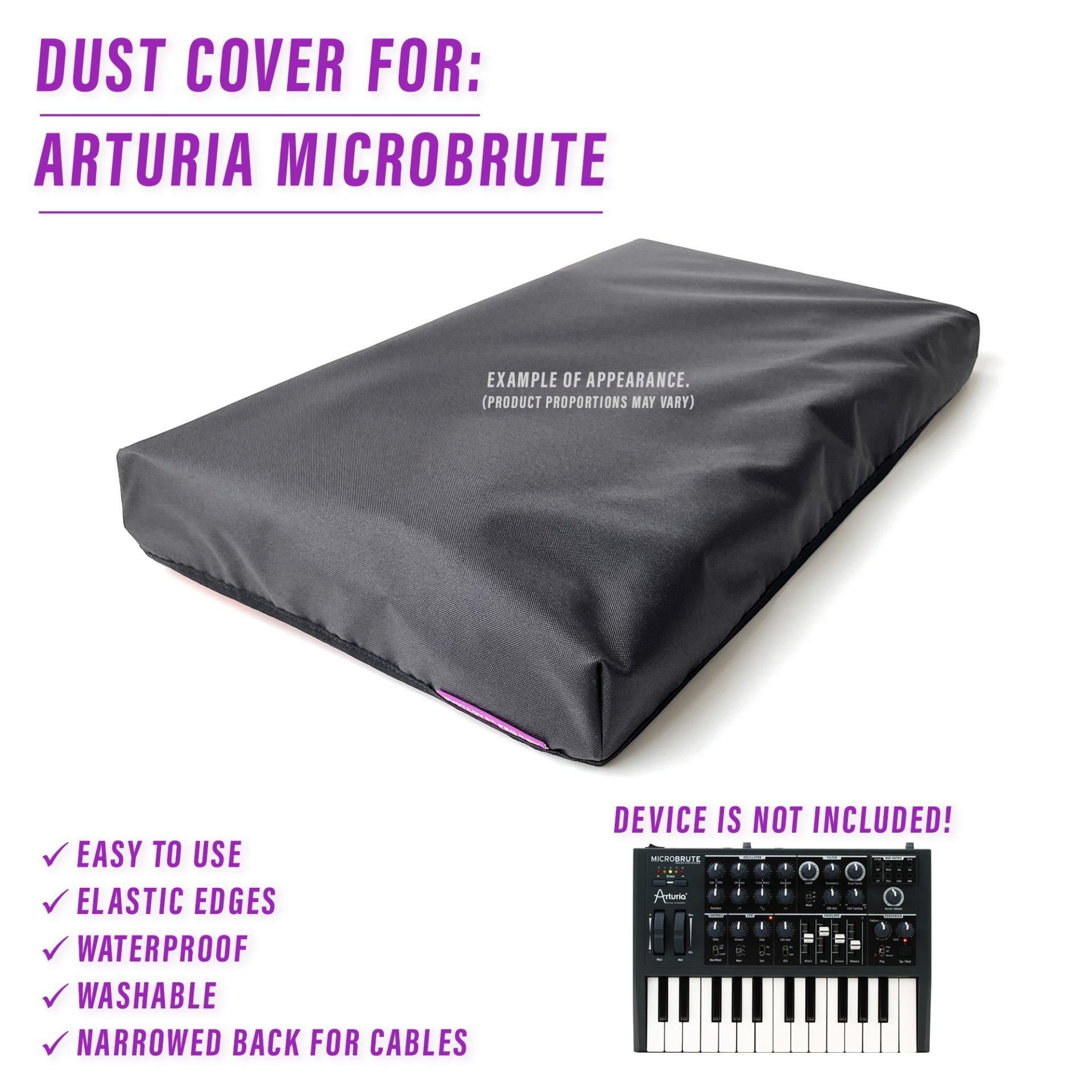 arturia dust cover dustcover dustcoverpro elastic synth synth protection water resistant waterproof Arturia MicroBrute Arturia MicroBrute