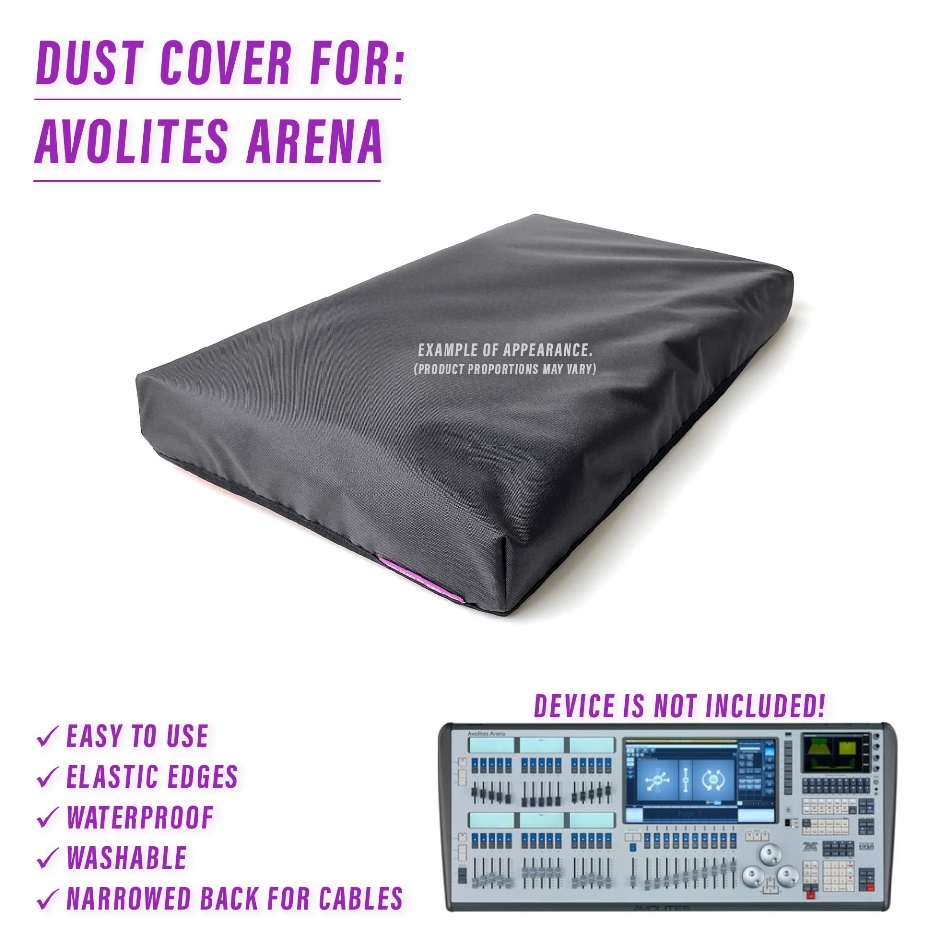 Dust cover for Avolites Arena dustcover dustcoverpro elastic lighting console lighting control console. water resistant waterproof