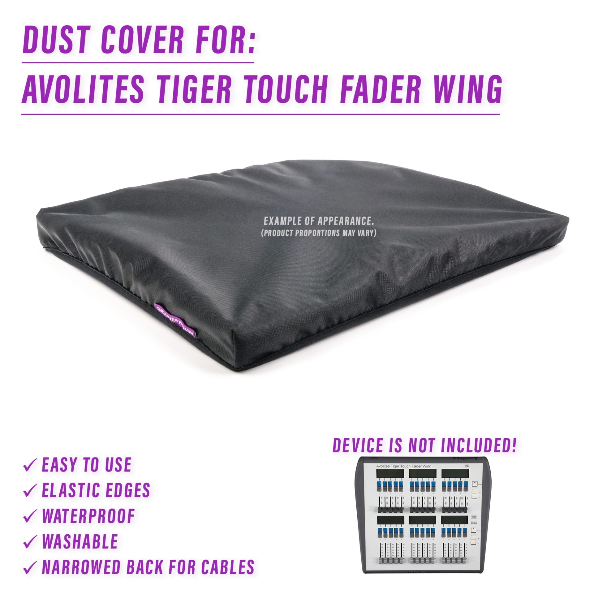 Dust cover for avolites tiger touch fader wing dustcover dustcoverpro elastic lighting console lighting control console. Tiger Touch water resistant waterproof faderwing cover