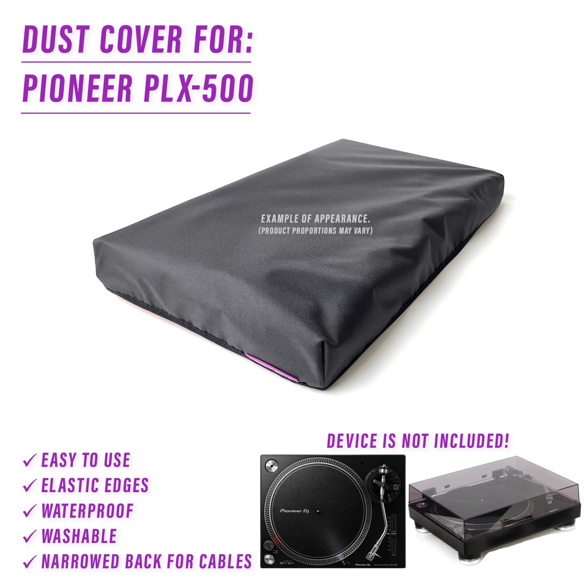 dust cover dustcover dustcoverpro elastic PIONEER Pioneer DJ synth water resistant waterproof Pioneer PLX-500 Pioneer PLX-500
