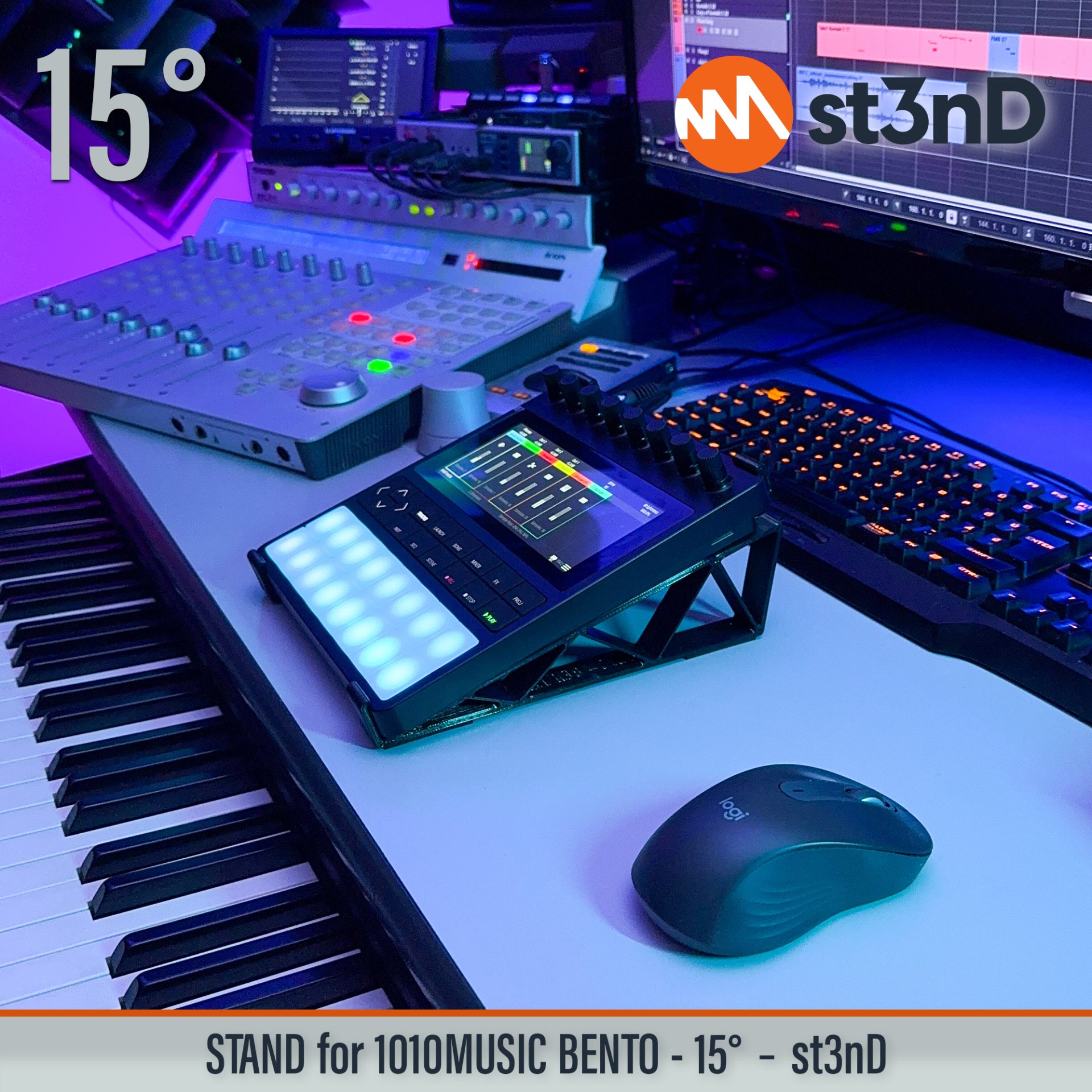 desktop stand music production st3nD stand strong studio gear sturdy 1010music Bento sampling production lab 1010music Bento sampler workstation music producer