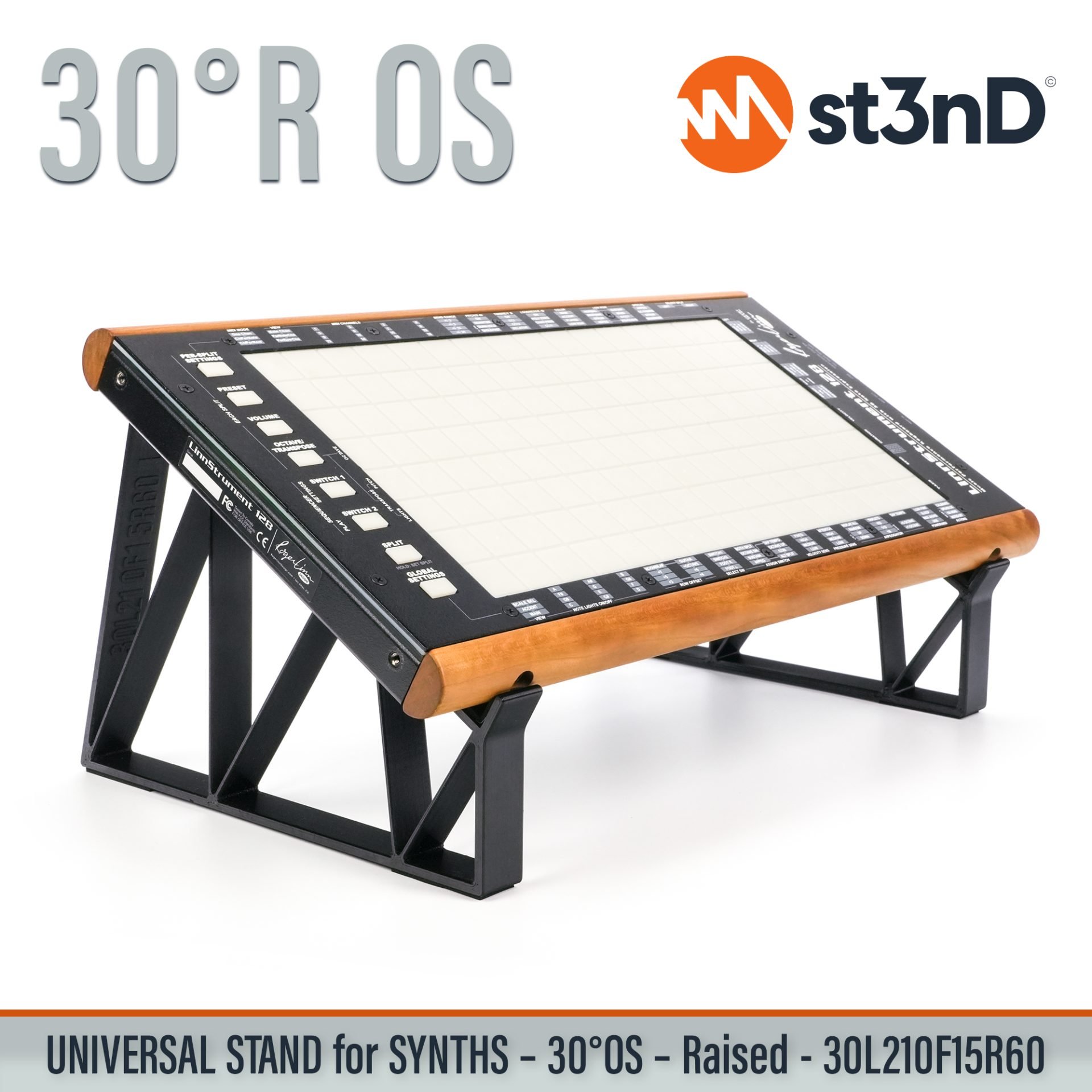 AUDIO DEVICES controller CONTROLLERS home studio instrument accessory LINNSTRUMENT 128 portable raised ROGER LINN DESIGN ROGER LINN DESIGN LINNSTRUMENT 128 st3nD stable stand strong studio accessory sturdy synth synth accessory synth desktop stand SYNTHS tilted