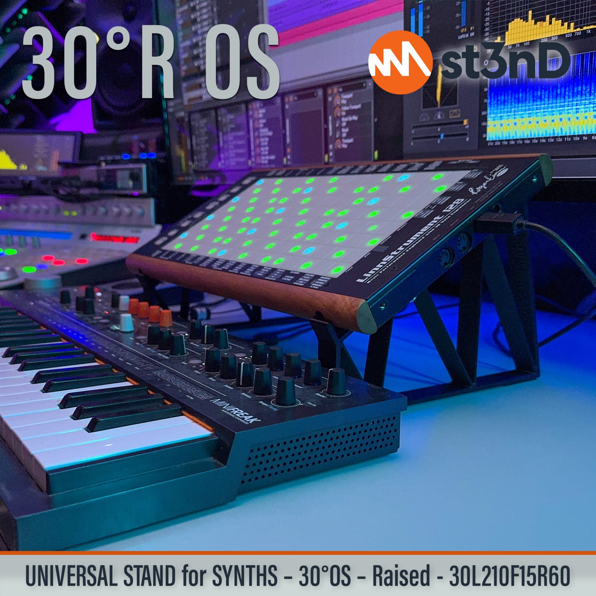 AUDIO DEVICES controller CONTROLLERS home studio instrument accessory LINNSTRUMENT 128 portable raised ROGER LINN DESIGN ROGER LINN DESIGN LINNSTRUMENT 128 st3nD stable stand strong studio accessory sturdy synth synth accessory synth desktop stand SYNTHS tilted