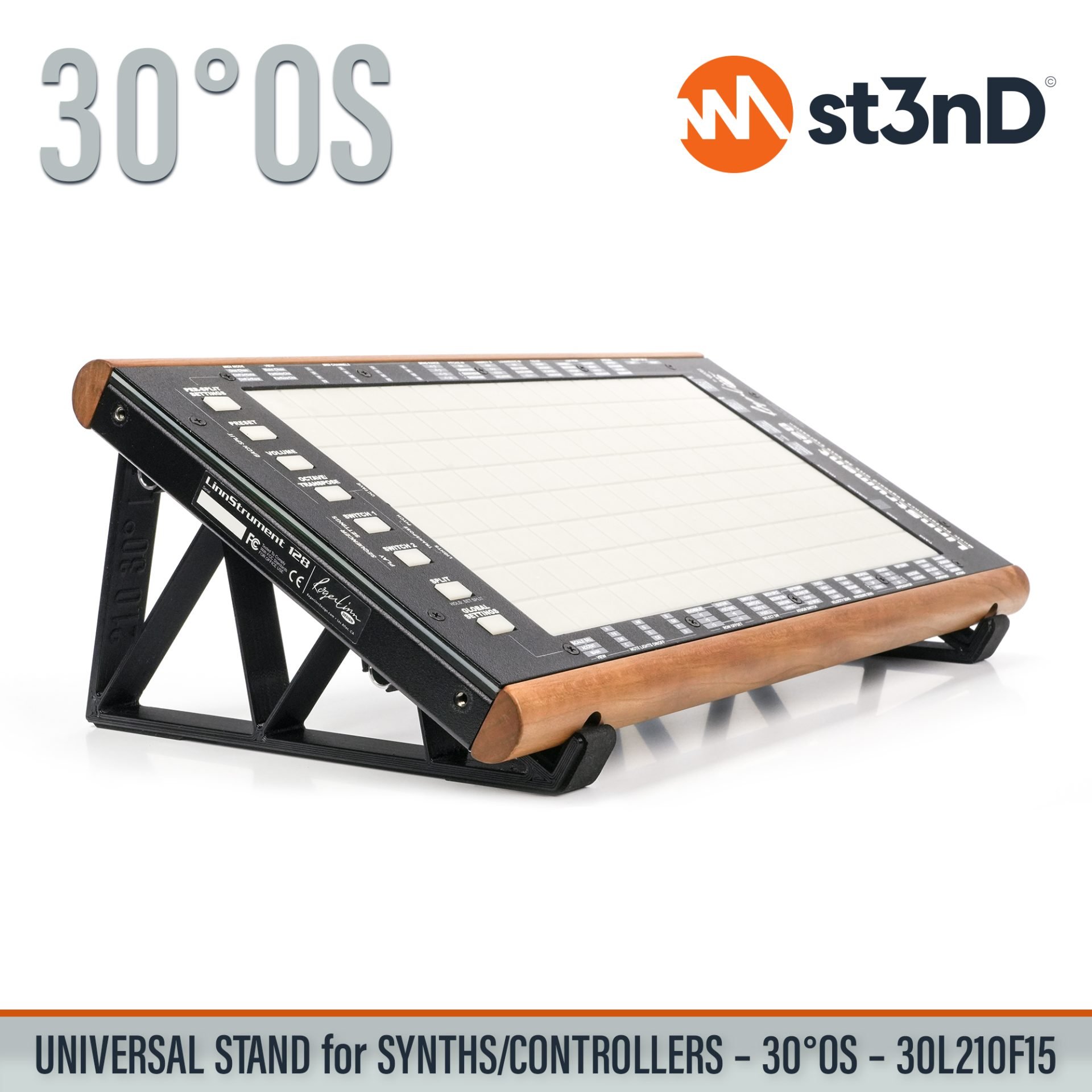 AUDIO DEVICES controller CONTROLLERS home studio instrument accessory LINNSTRUMENT 128 portable raised ROGER LINN DESIGN ROGER LINN DESIGN LINNSTRUMENT 128 st3nD stable stand strong studio accessory sturdy synth synth accessory synth desktop stand SYNTHS tilted