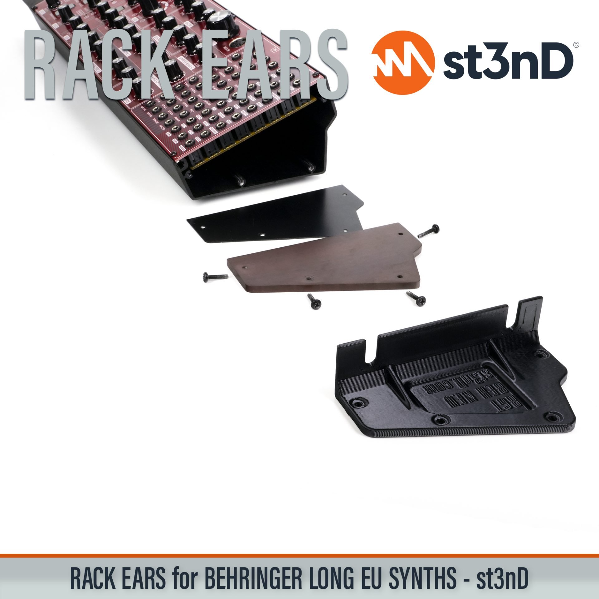 3D printed rack ears Behringer Rack Ears controller custom fit rack brackets custom rack ears portable RACK EARS rack mount brackets st3nD stable strong studio accessory studio gear accessories studio rack mount ears sturdy synth rack ears Behringer Neutron Behringer Pro-1 Behringer K-2 Behringer Proton Behringer Toro Behringer Syncussion SY-1 Behringer Model 15 Behringer Pro 800 Behringer Kobol Expander Behringer 2-XM