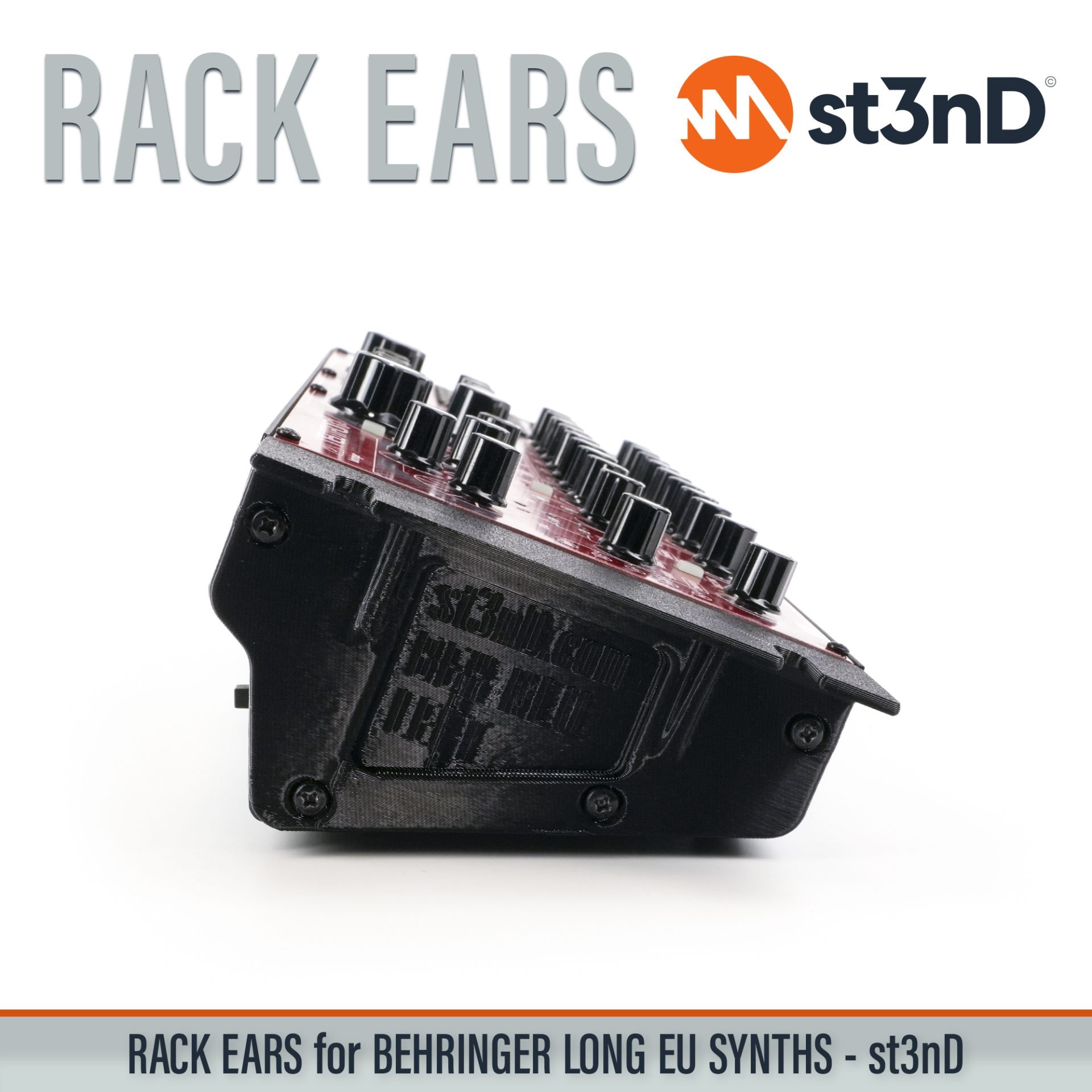 3D printed rack ears Behringer Rack Ears controller custom fit rack brackets custom rack ears portable RACK EARS rack mount brackets st3nD stable strong studio accessory studio gear accessories studio rack mount ears sturdy synth rack ears Behringer Neutron Behringer Pro-1 Behringer K-2 Behringer Proton Behringer Toro Behringer Syncussion SY-1 Behringer Model 15 Behringer Pro 800 Behringer Kobol Expander Behringer 2-XM