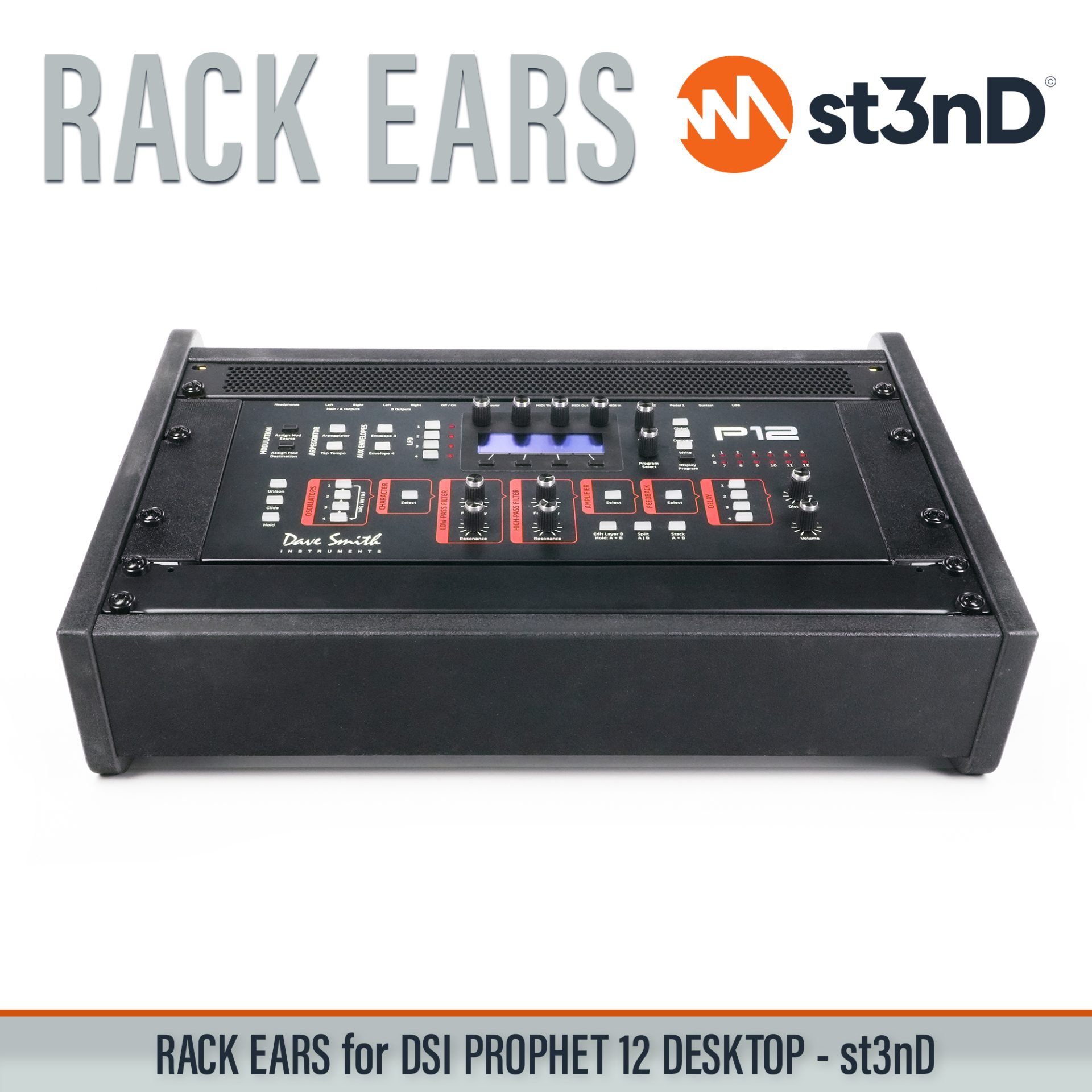 3D printed rack ears controller custom fit rack brackets custom rack ears portable RACK EARS rack mount brackets st3nD stable strong studio accessory studio gear accessories studio rack mount ears sturdy synth rack ears DSI PROPHET 12 DESKTOP Dave Smith Instruments Prophet 12 Rack Ears