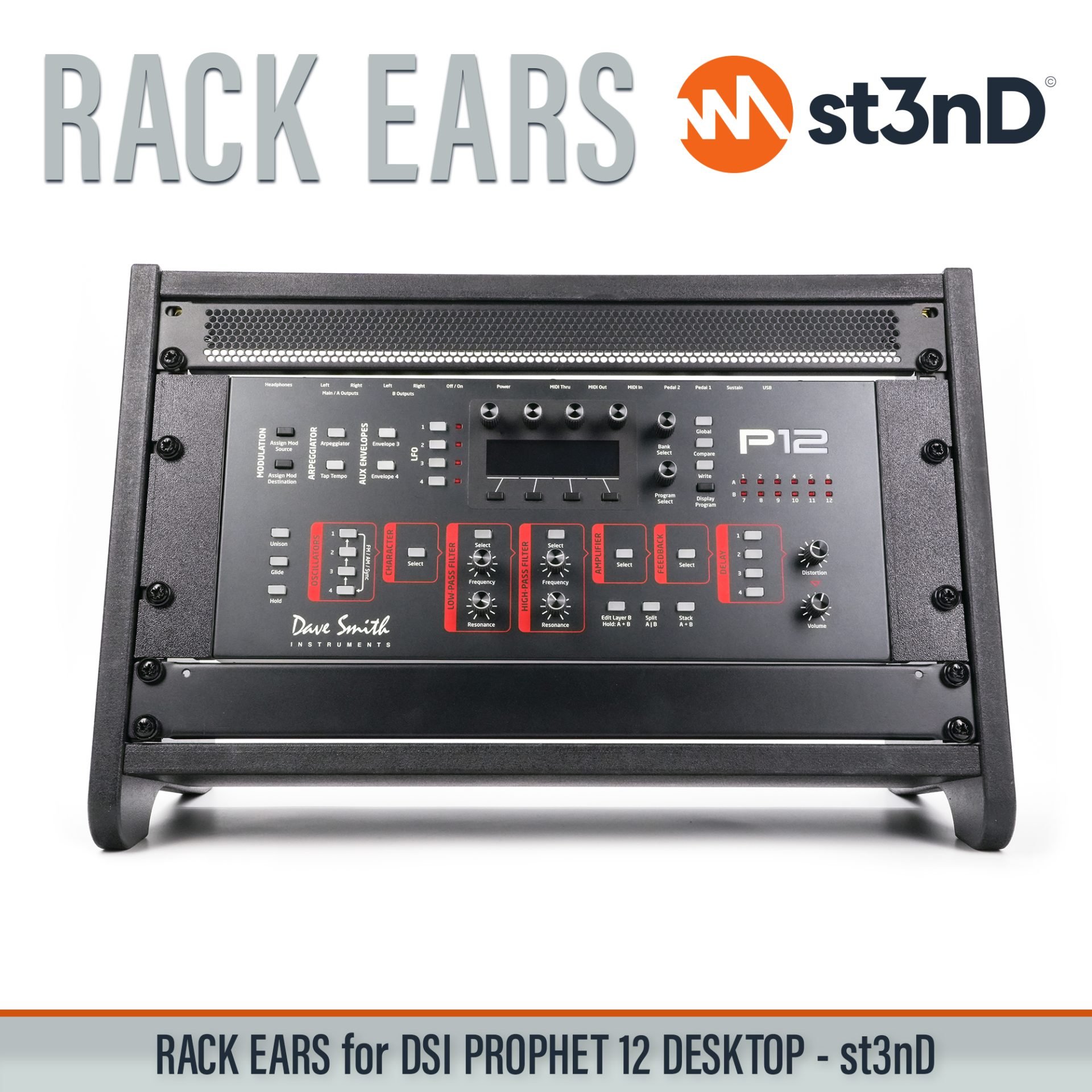 3D printed rack ears controller custom fit rack brackets custom rack ears portable RACK EARS rack mount brackets st3nD stable strong studio accessory studio gear accessories studio rack mount ears sturdy synth rack ears DSI PROPHET 12 DESKTOP Dave Smith Instruments Prophet 12 Rack Ears
