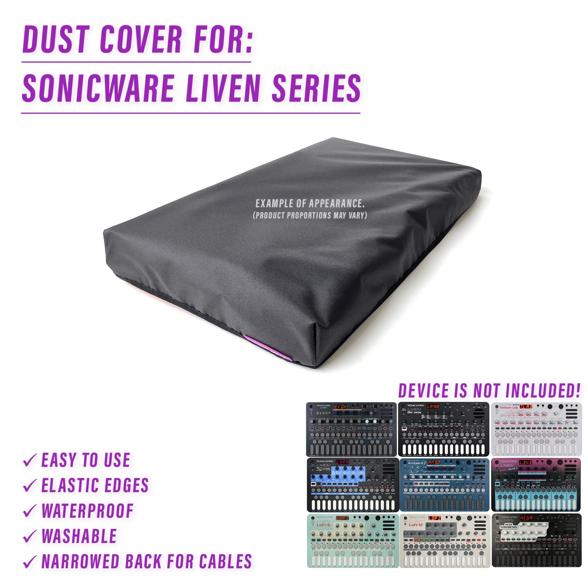 dust cover dustcover dustcoverpro elastic synth synth protection water resistant waterproof Liven Evoke Liven Ambient Ø Liven Texture Lab Liven Bass & Beats Liven Lofi-12 Liven XFM Liven 8bit Warps Liven Lofi-6 Liven Mega Synthesis Sonicware Liven Series Sonicware Liven Series