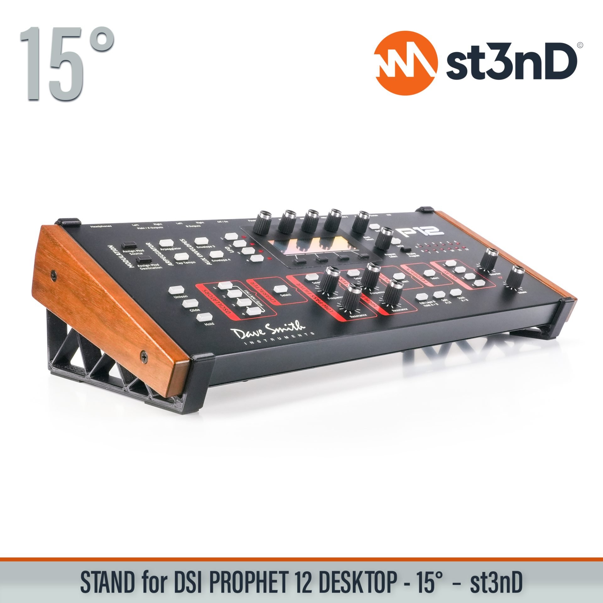 DAVE SMITH INSTRUMENTS desktop synth DSI PROPHET 12 DESKTOP home studio music portable PROPHET 12 SEQUENTIAL Prophet st3nD stable stand strong sturdy tilted