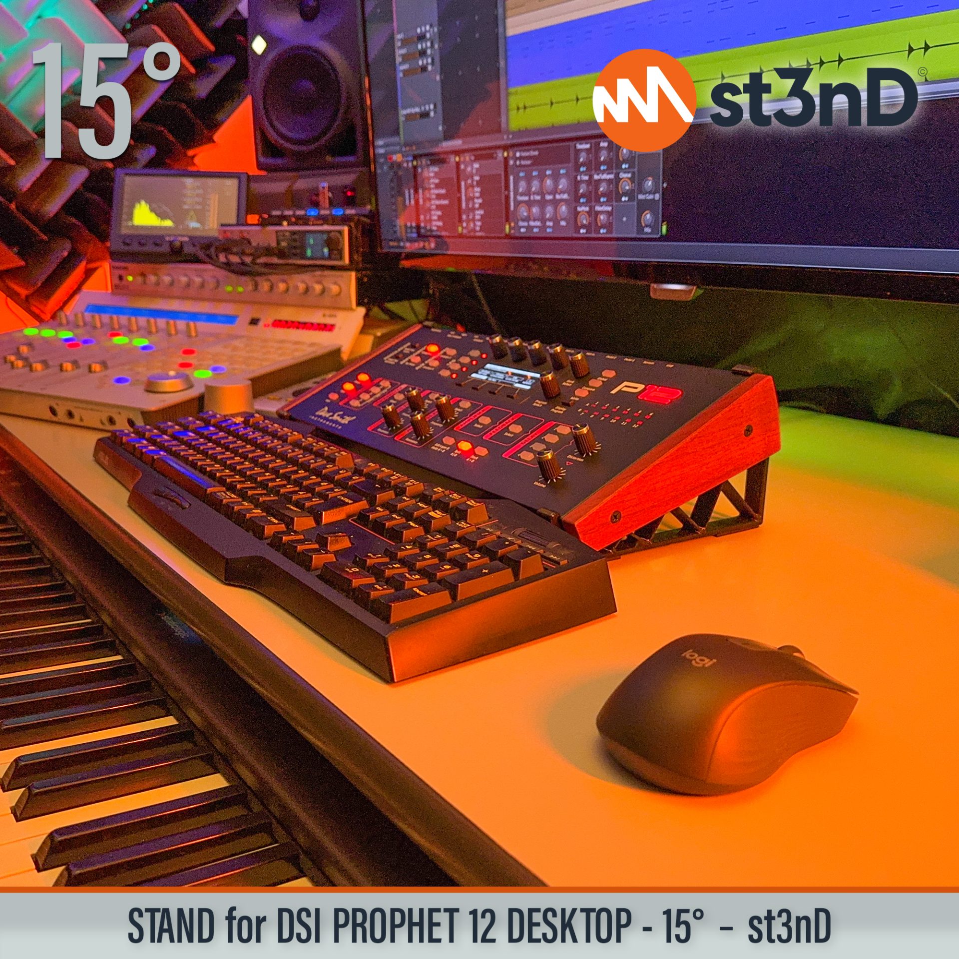 DAVE SMITH INSTRUMENTS desktop synth DSI PROPHET 12 DESKTOP home studio music portable PROPHET 12 SEQUENTIAL Prophet st3nD stable stand strong sturdy tilted
