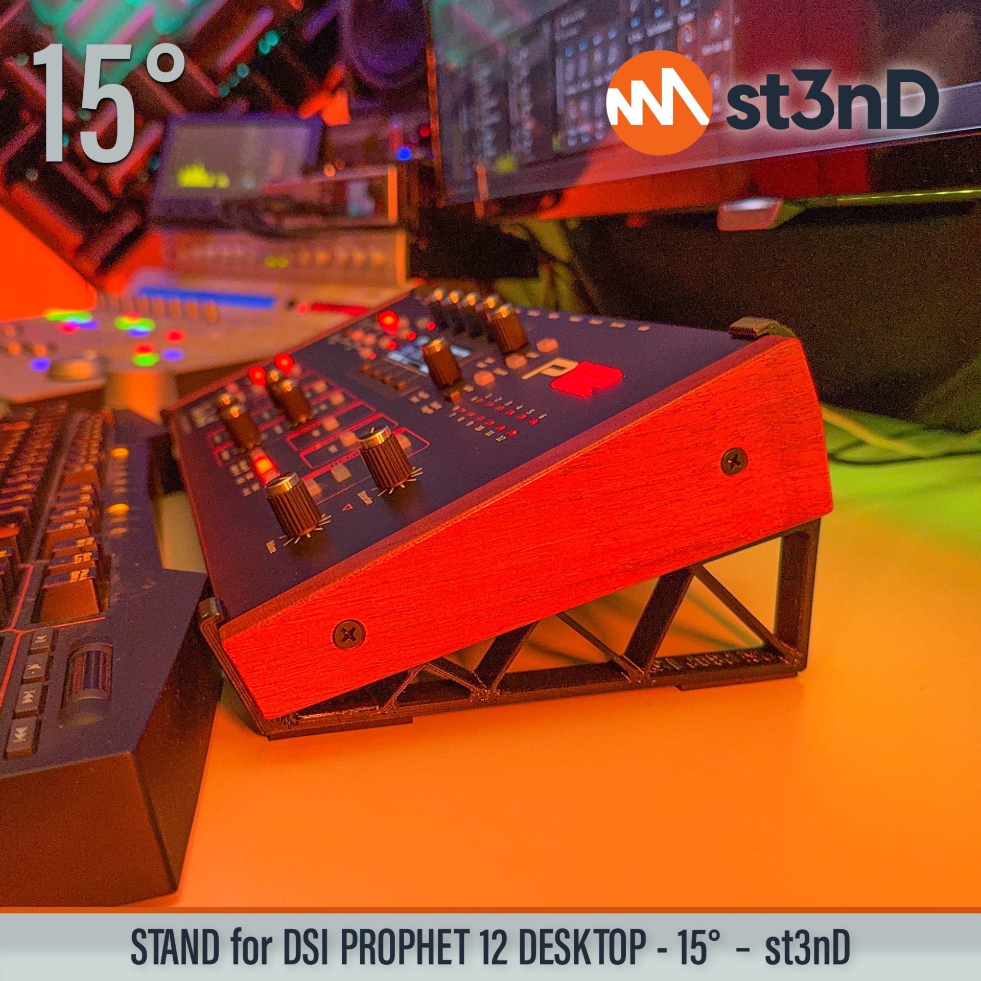 DAVE SMITH INSTRUMENTS desktop synth DSI PROPHET 12 DESKTOP home studio music portable PROPHET 12 SEQUENTIAL Prophet st3nD stable stand strong sturdy tilted