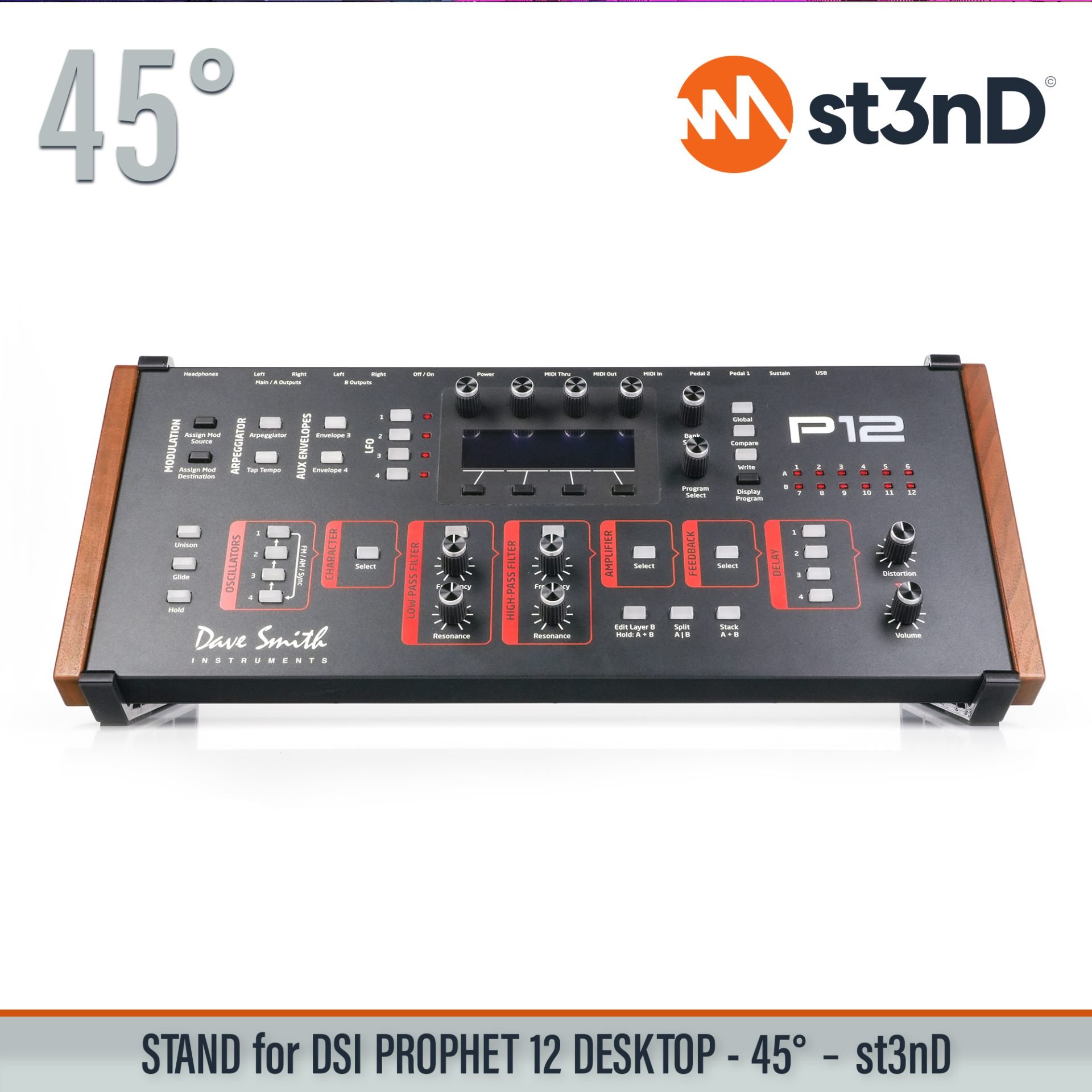 DAVE SMITH INSTRUMENTS desktop synth DSI PROPHET 12 DESKTOP home studio music portable PROPHET 12 SEQUENTIAL Prophet st3nD stable stand strong sturdy tilted