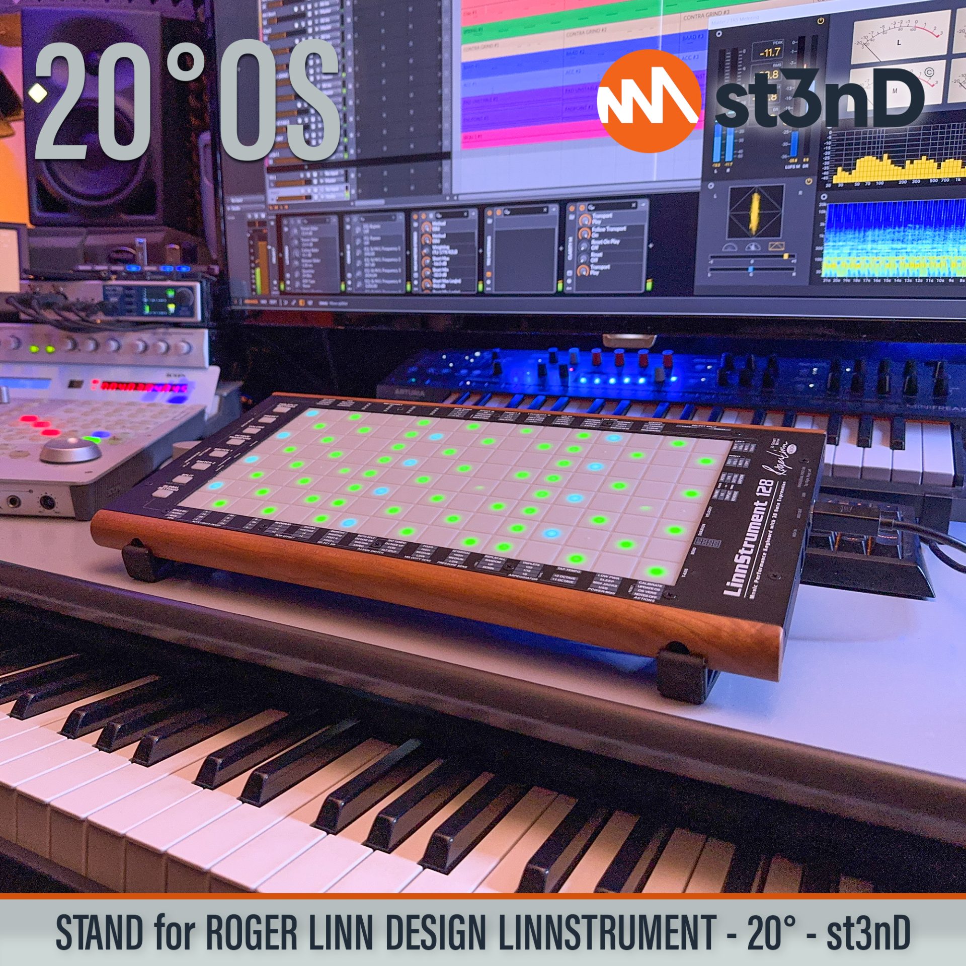 controller home studio instrument accessory LINNSTRUMENT LINNSTRUMENT 128 midi controller portable ROGER LINN DESIGN ROGER LINN DESIGN LINNSTRUMENT ROGER LINN DESIGN LINNSTRUMENT 128 st3nD stable stand strong studio accessory sturdy synth synth accessory tilted