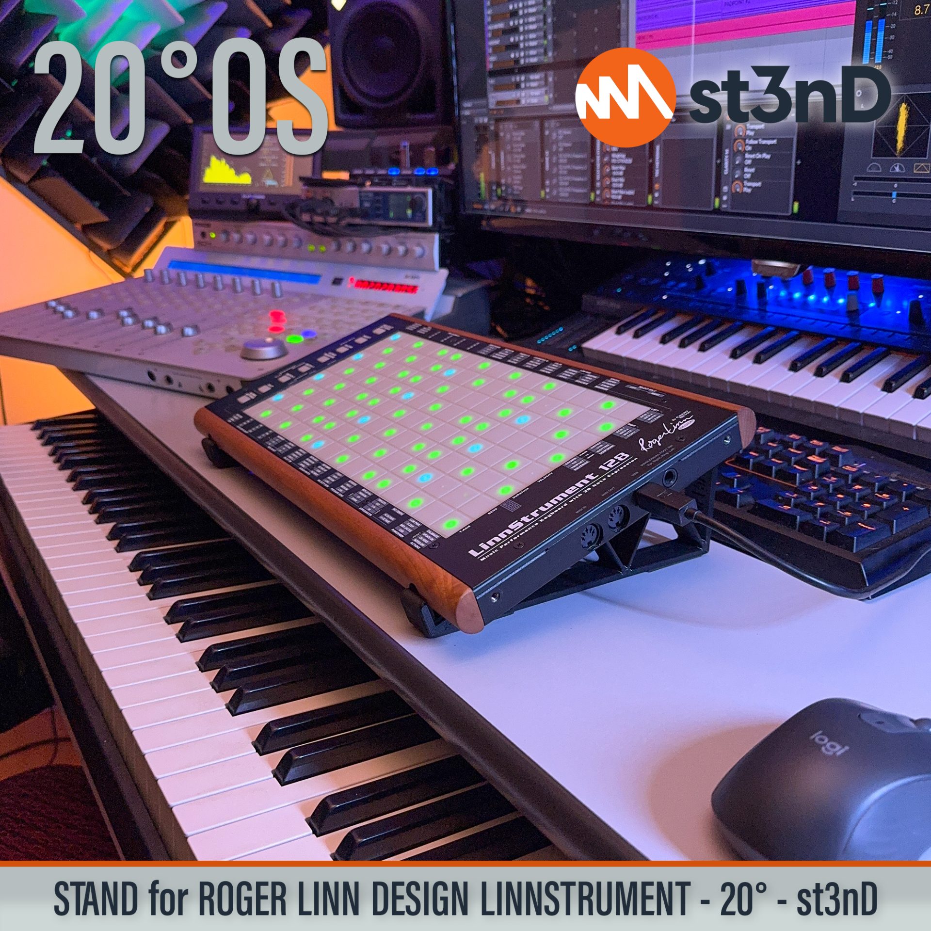 controller home studio instrument accessory LINNSTRUMENT LINNSTRUMENT 128 midi controller portable ROGER LINN DESIGN ROGER LINN DESIGN LINNSTRUMENT ROGER LINN DESIGN LINNSTRUMENT 128 st3nD stable stand strong studio accessory sturdy synth synth accessory tilted