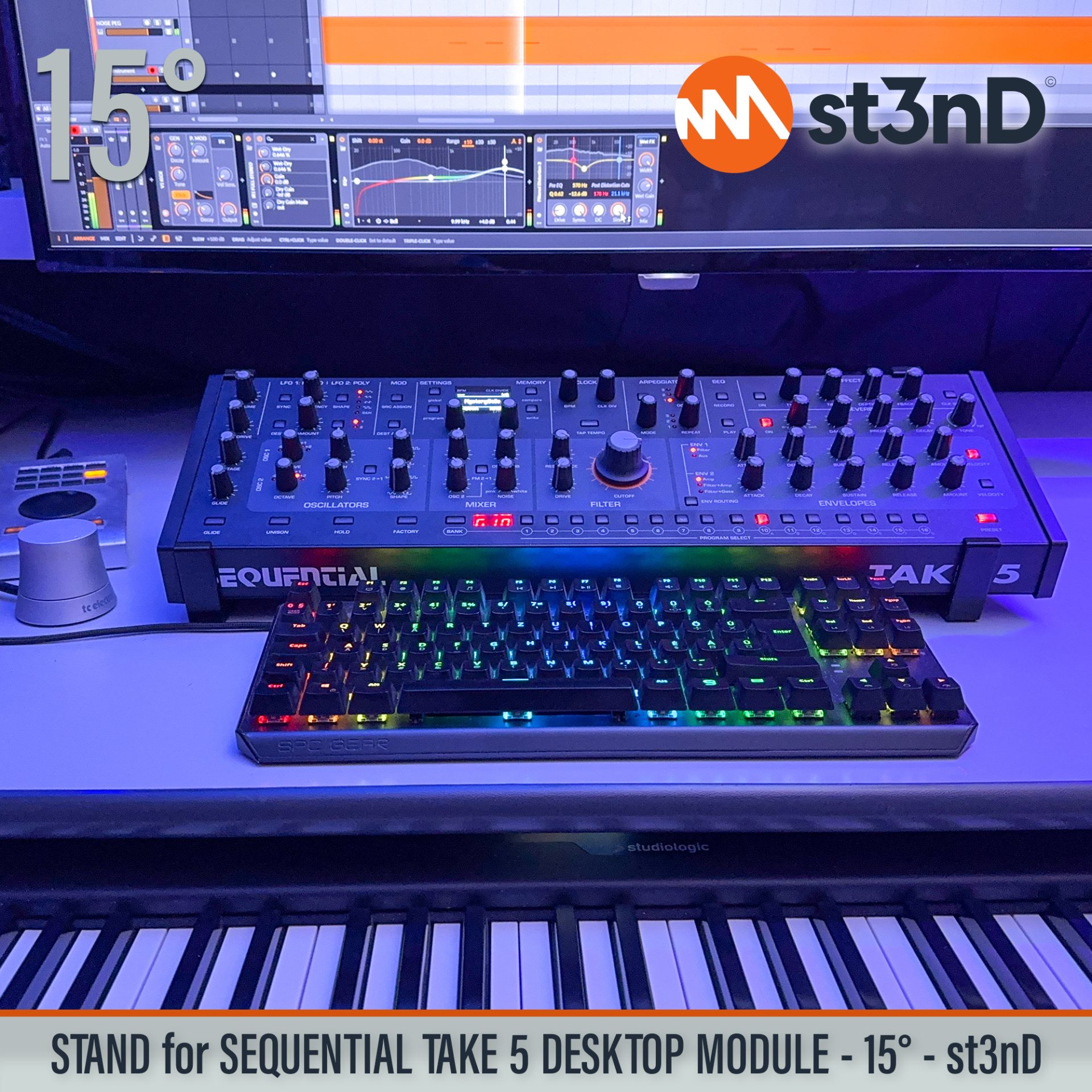 DAVE SMITH INSTRUMENTS desktop synth home studio music portable st3nD stable stand strong sturdy tilted SEQUENTIAL TAKE 5 DESKTOP MODULE SEQUENTIAL TAKE 5 DESKTOP MODULE