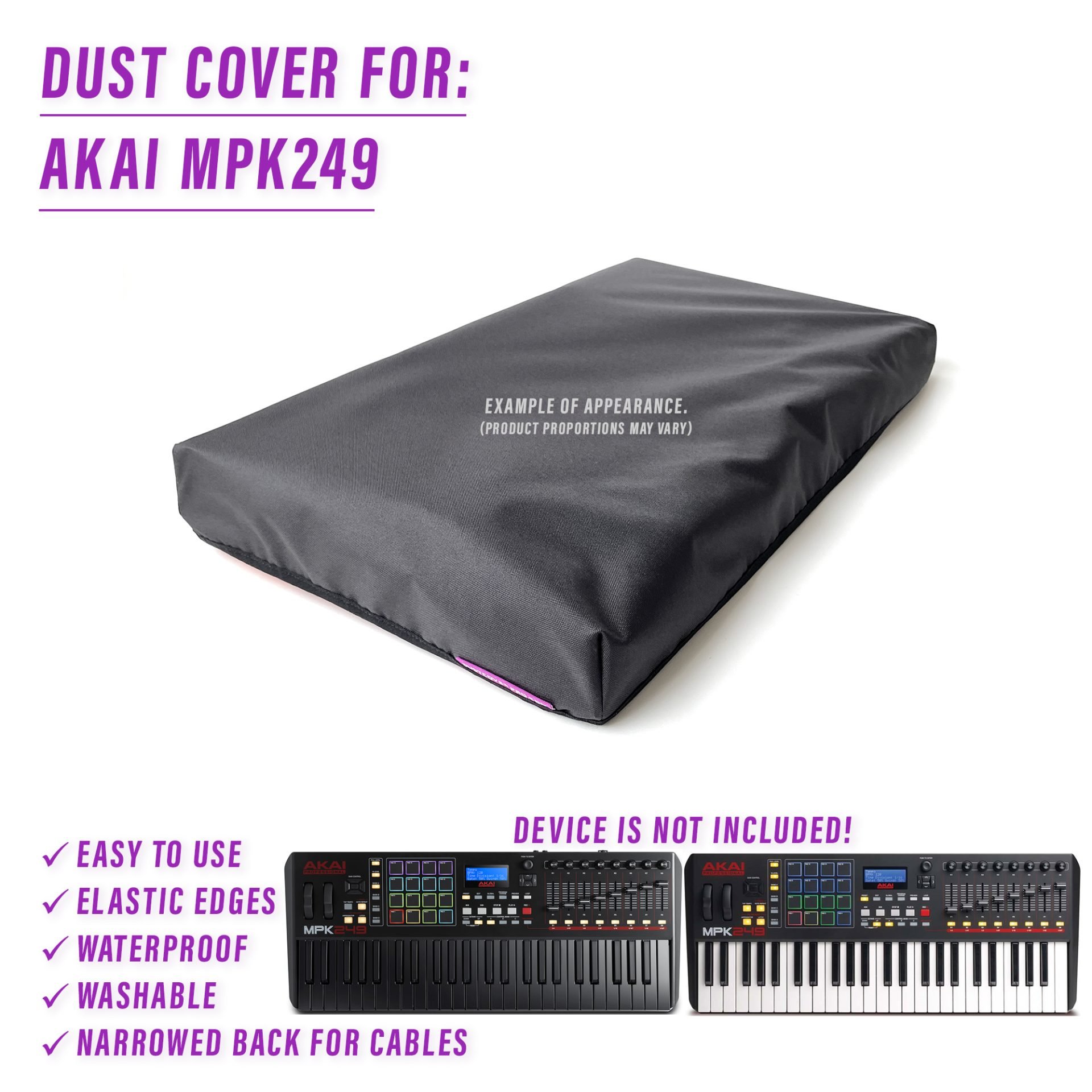 dust cover dustcover dustcoverpro elastic synth synth protection water resistant waterproof akai mpk249 akai mpk249