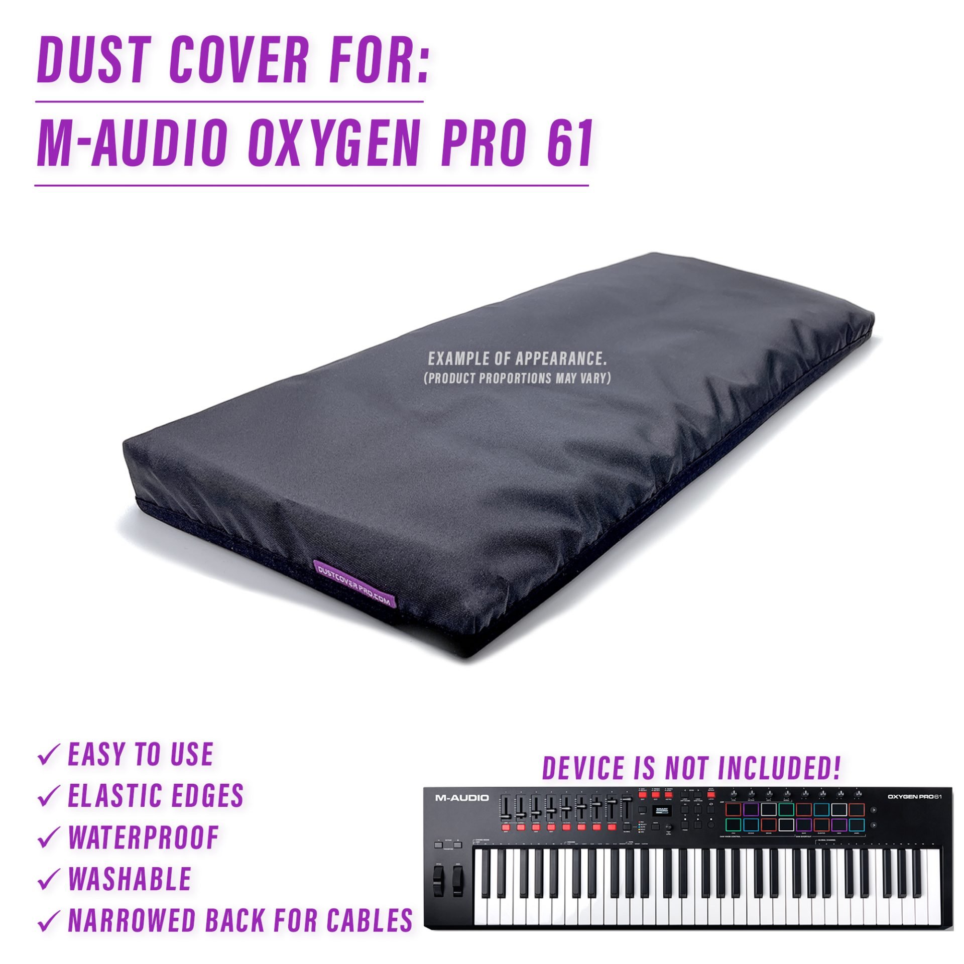 dust cover dustcover dustcoverpro elastic synth synth protection water resistant waterproof m-audio oxygen pro 61